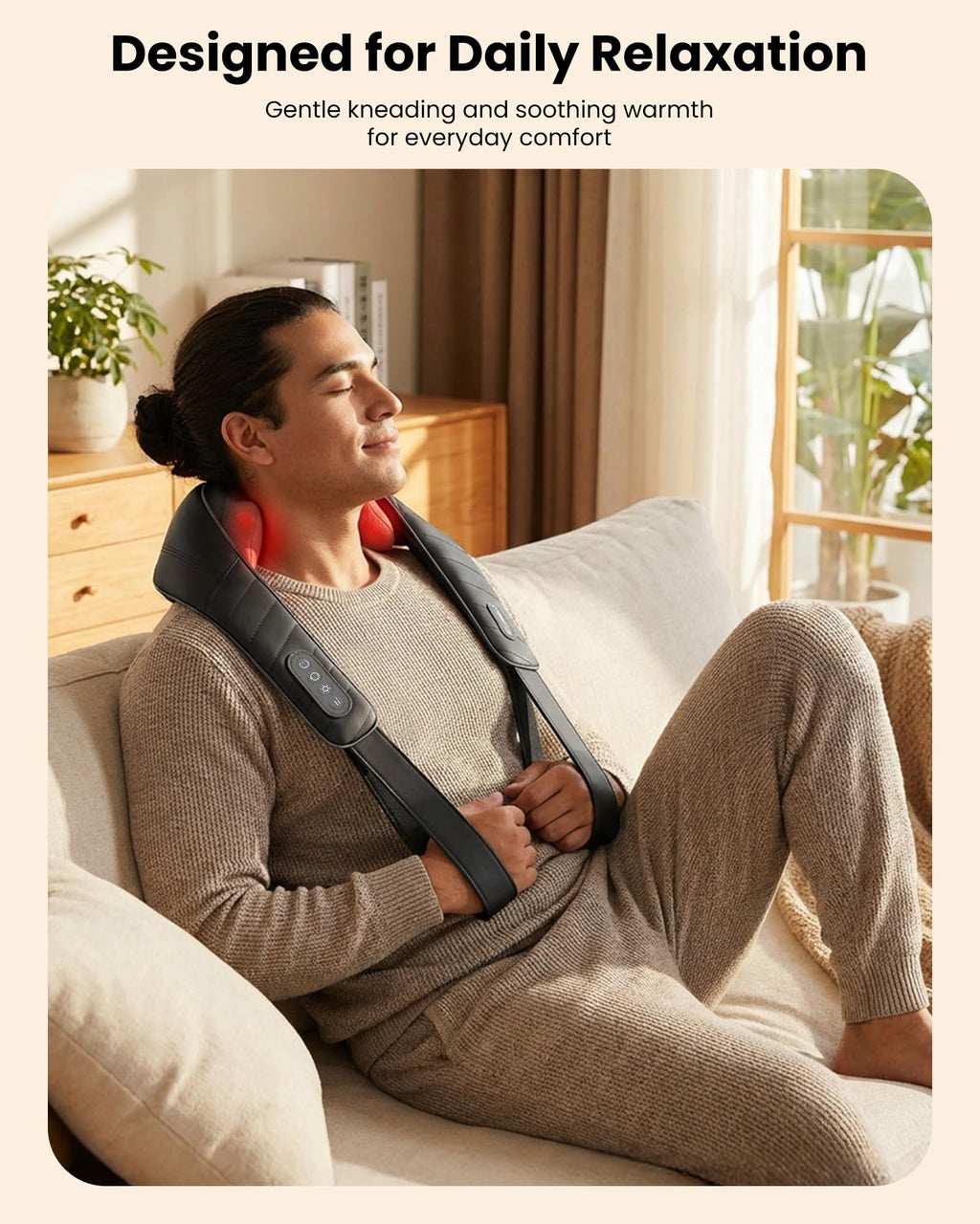 COMFIER Cordless Neck Massager with Heat — 4D Shiatsu

