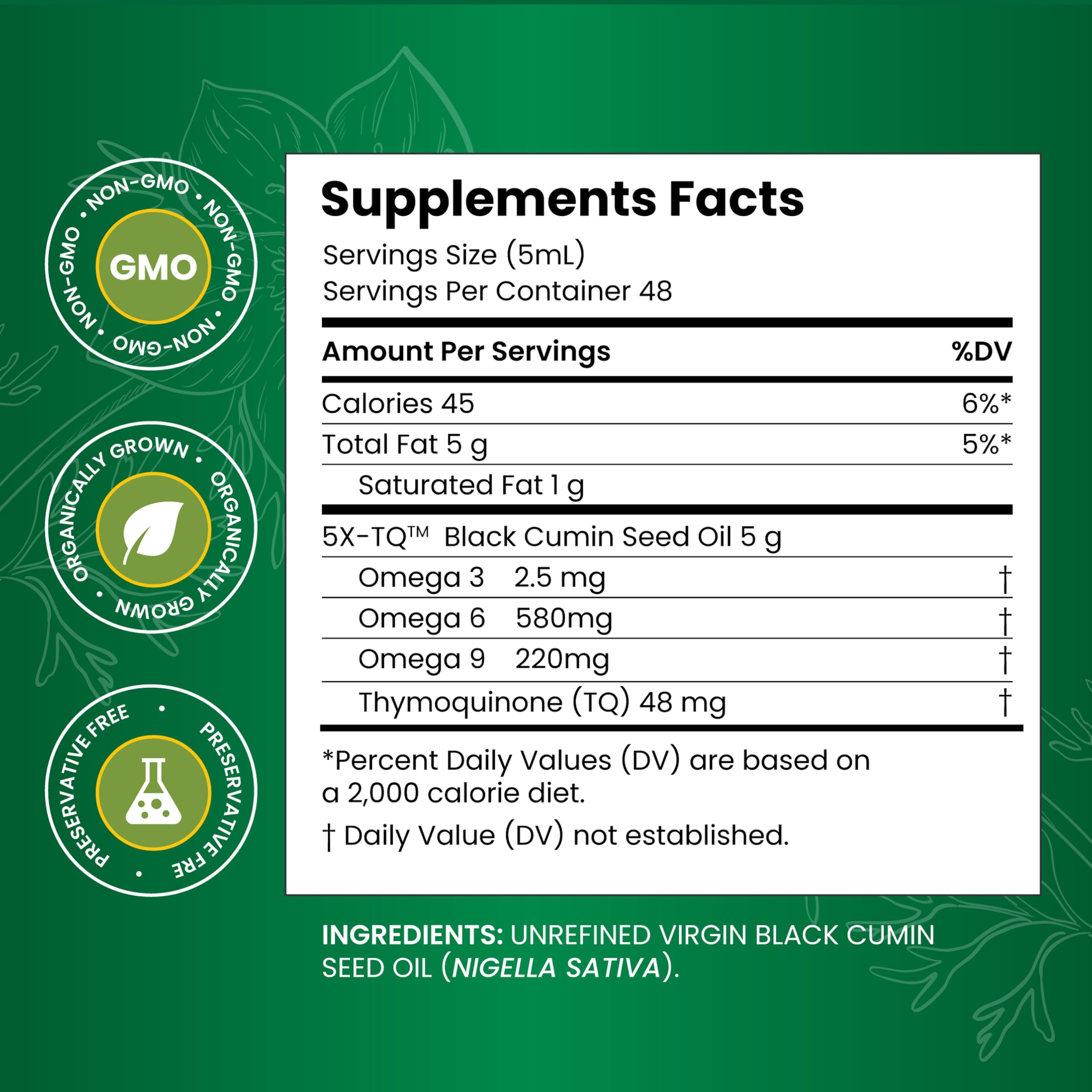 Amazing Herbs Black Seed Oil Liquid Dietary Supplement

