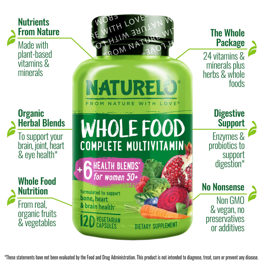 NATURELO Whole Food Multivitamin for Women 50+ Iron Free

