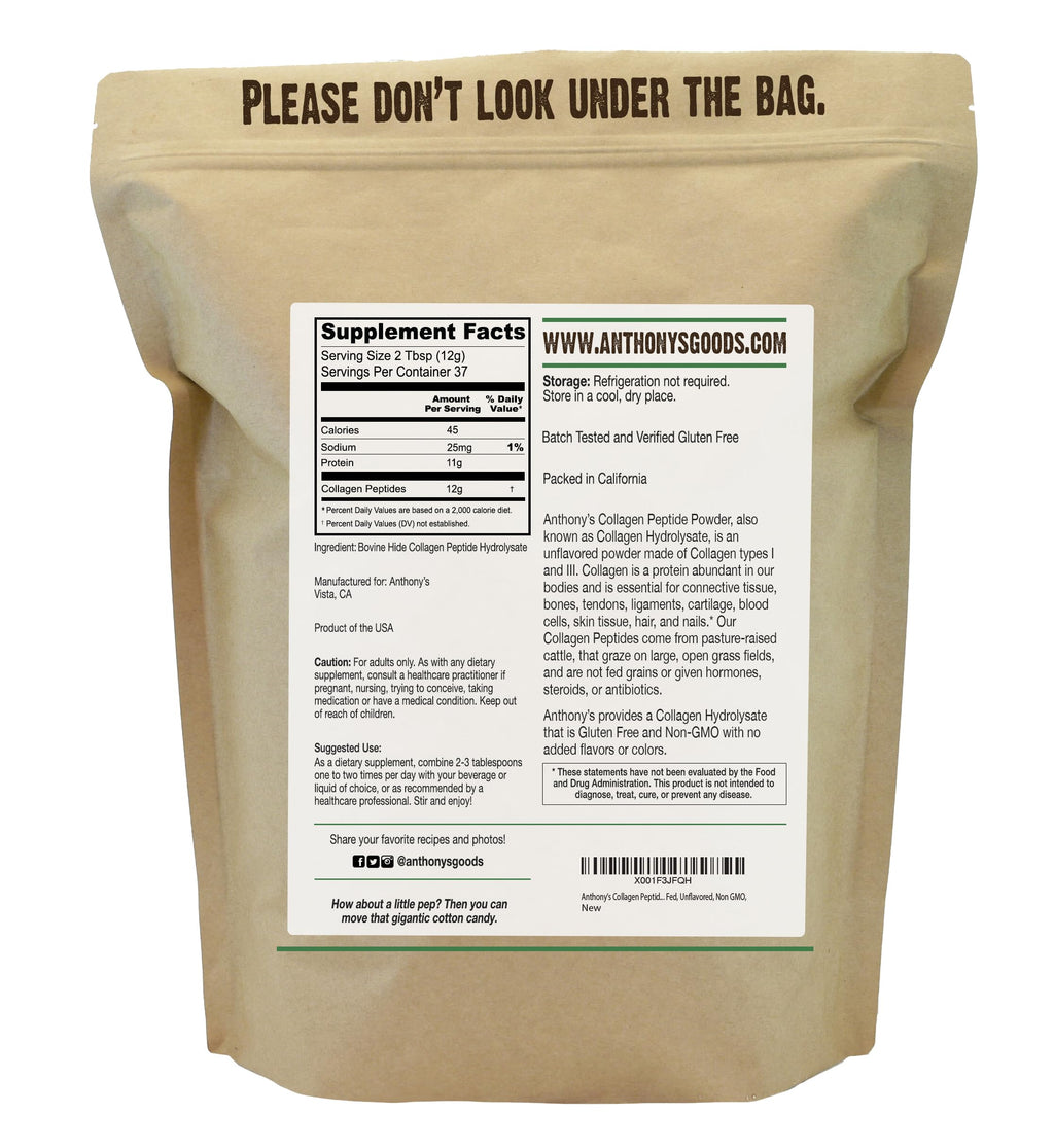 Anthony's Collagen Peptide Powder – Hydrolyzed, Gluten Free

