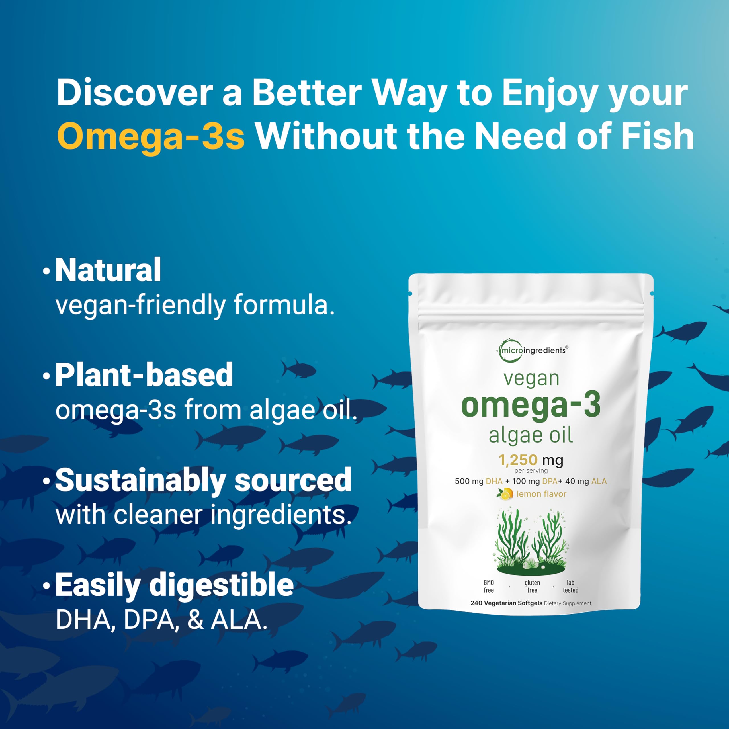 Micro Ingredients Vegan Omega-3 Algae Oil Supplement


