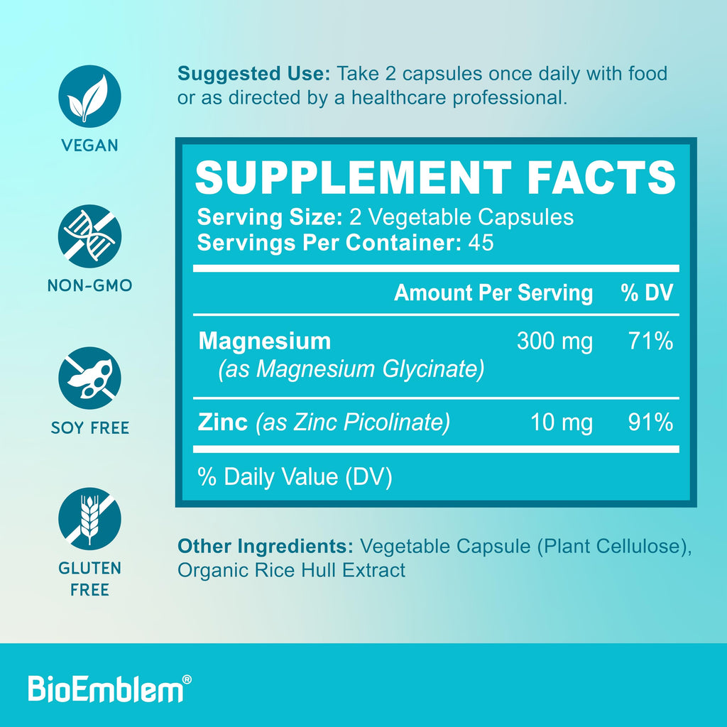 Magnesium Glycinate with Zinc by BioEmblem - High Absorption

