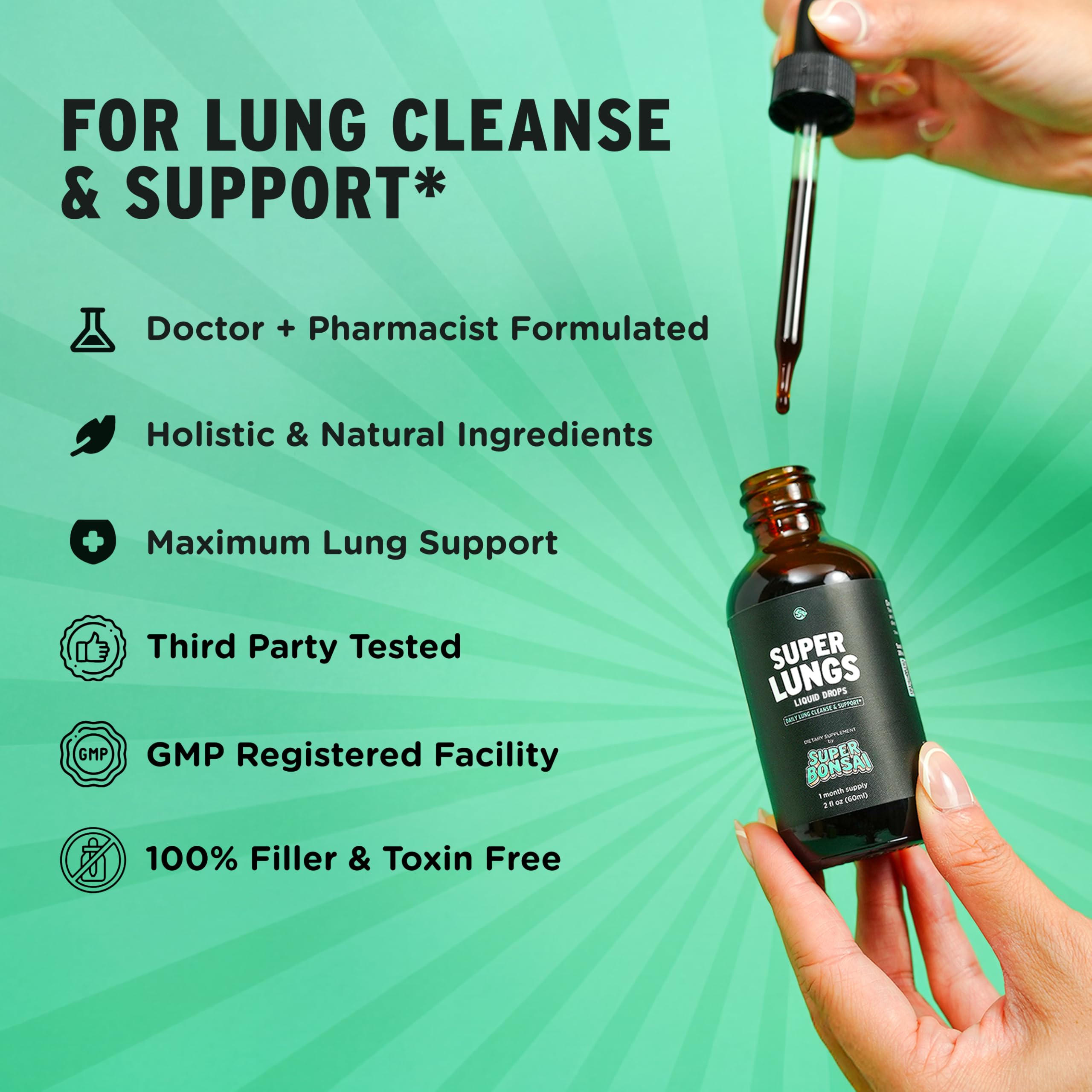 SuperBonsai Super Lungs Mullein Drops – Herbal Lung Tincture

