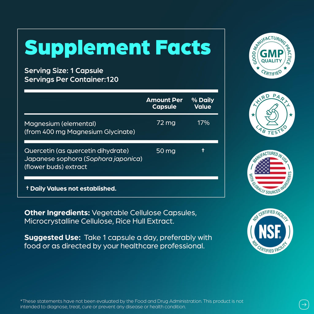 Magnesium Glycinate with Quercetin for Sleep & Relaxation

