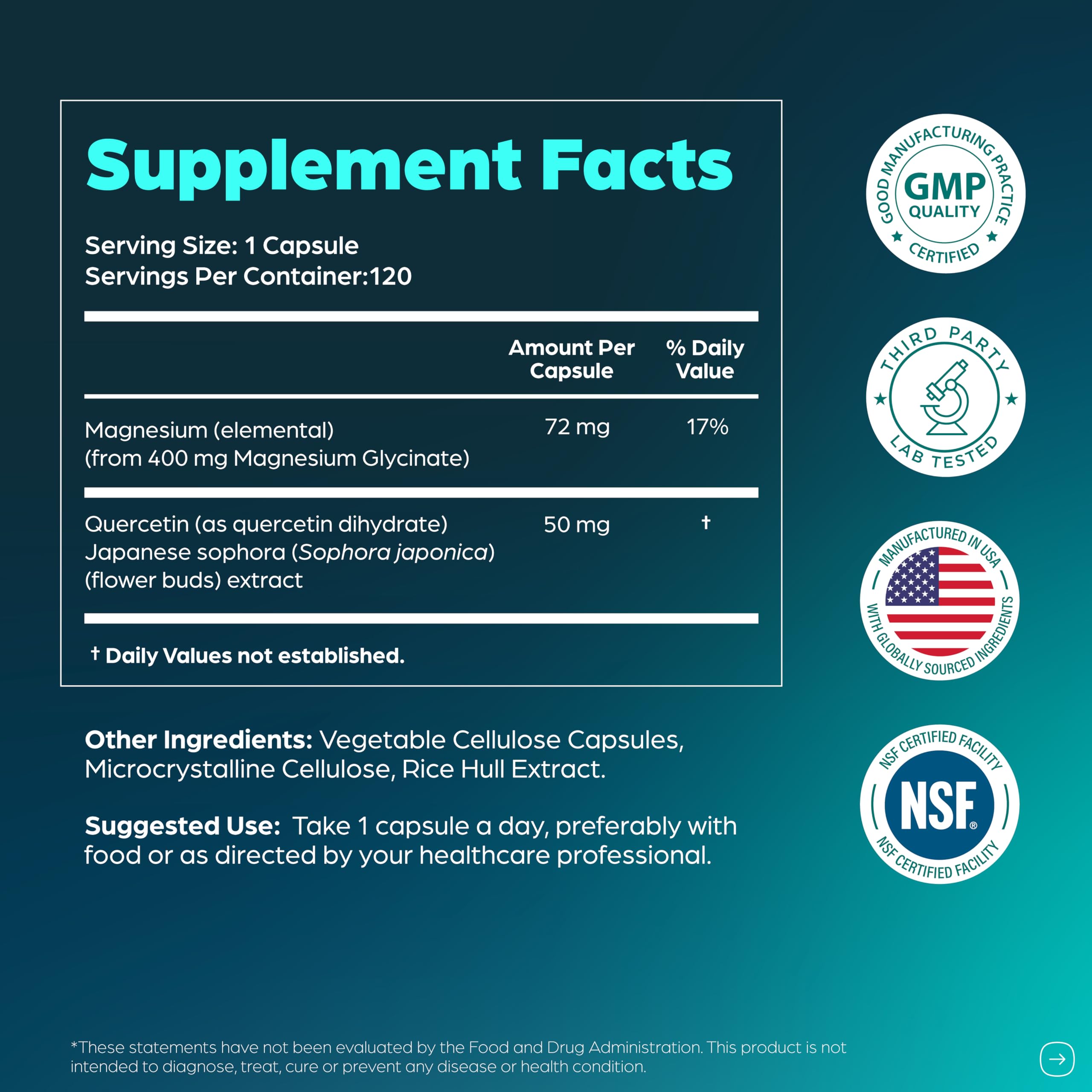 Magnesium Glycinate with Quercetin for Sleep & Relaxation

