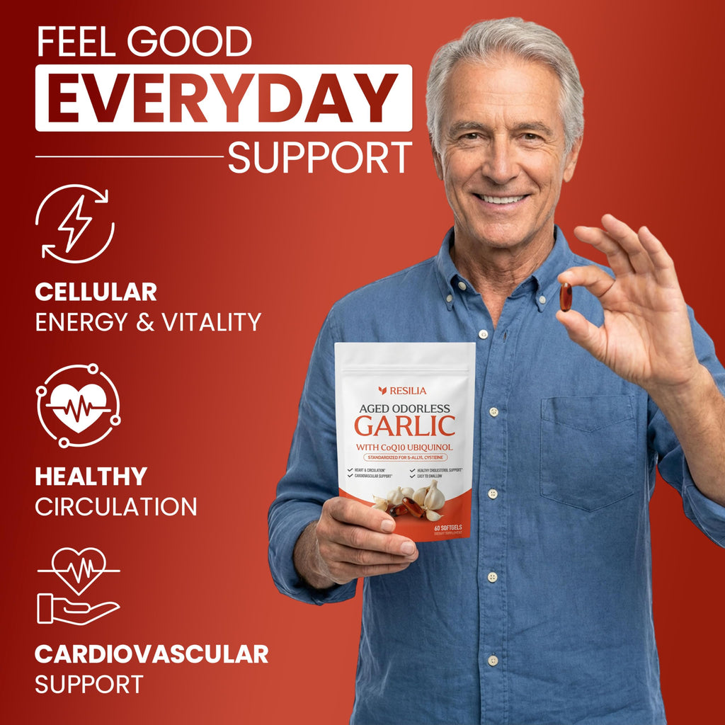 Resilia Aged Garlic Softgels with CoQ10 Ubiquinol MK7

