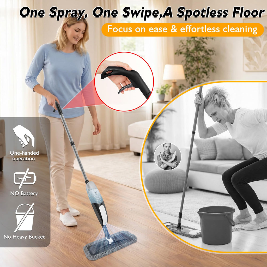 Spray Mop for Floor Cleaning with Microfiber and Swivel

