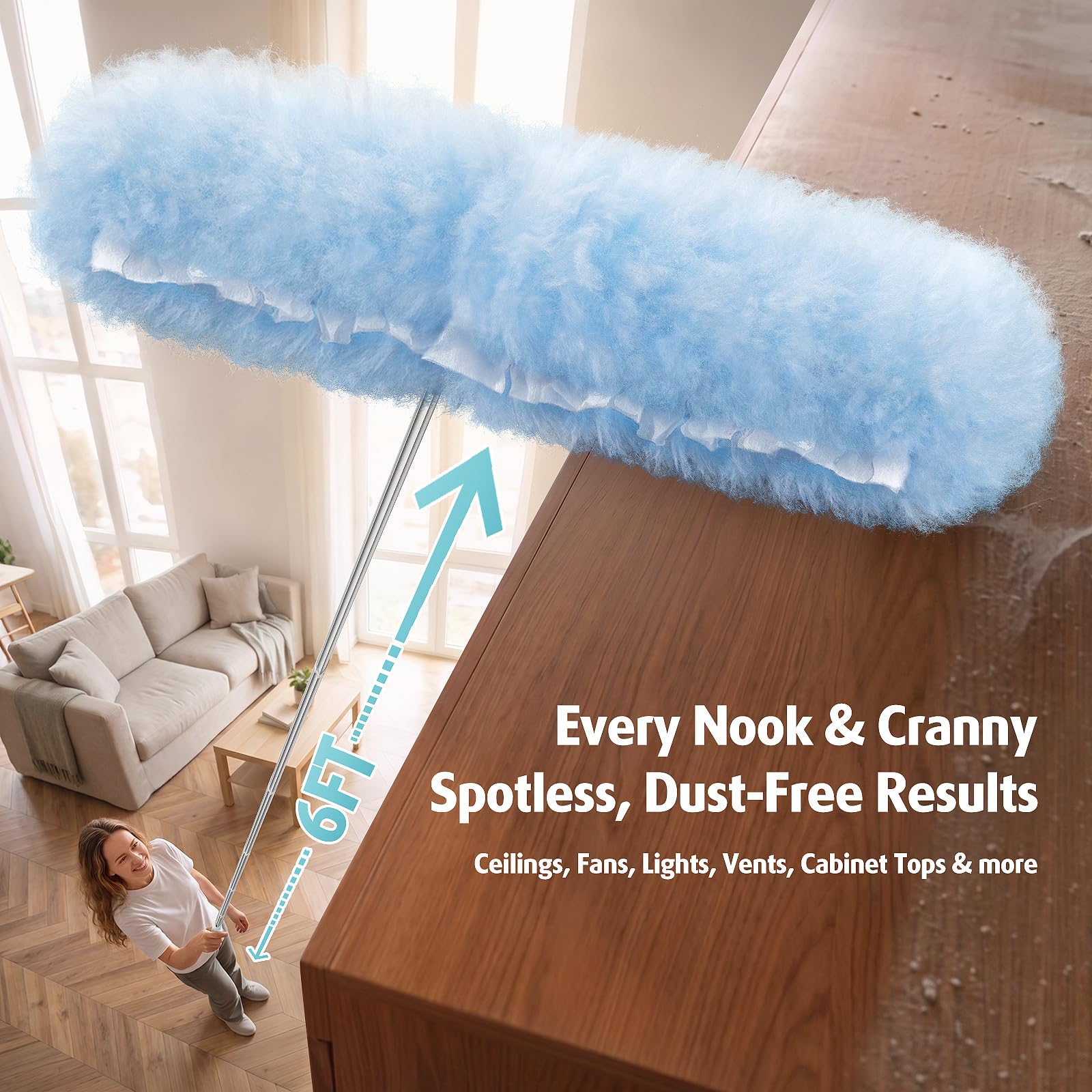 Extendable Microfiber Duster with Double-Head

