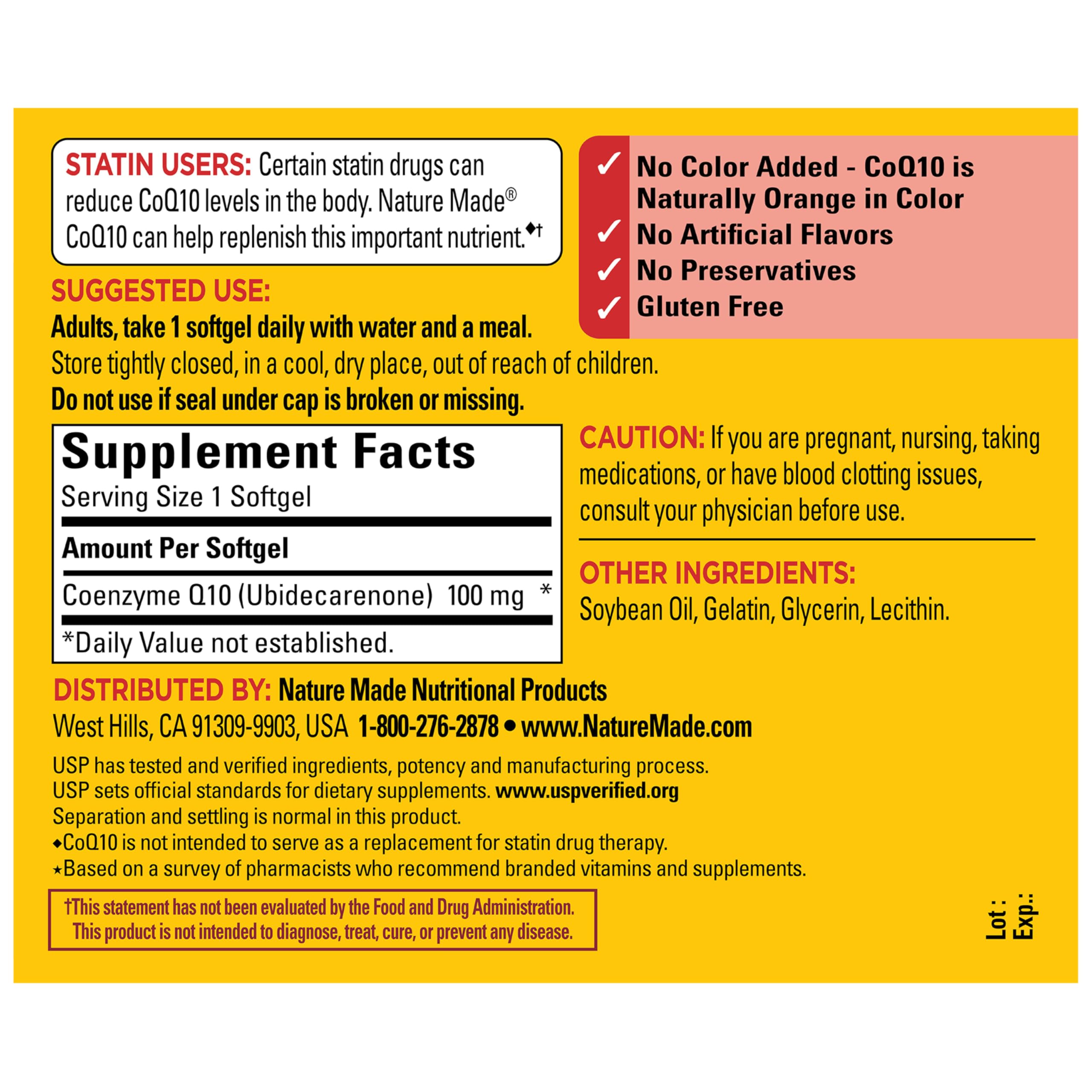 Nature Made CoQ10 100 mg Softgels for Heart Health

