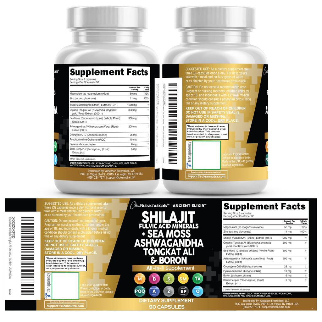 Clean Nutraceuticals Shilajit Capsule with Sea Moss | Energy

