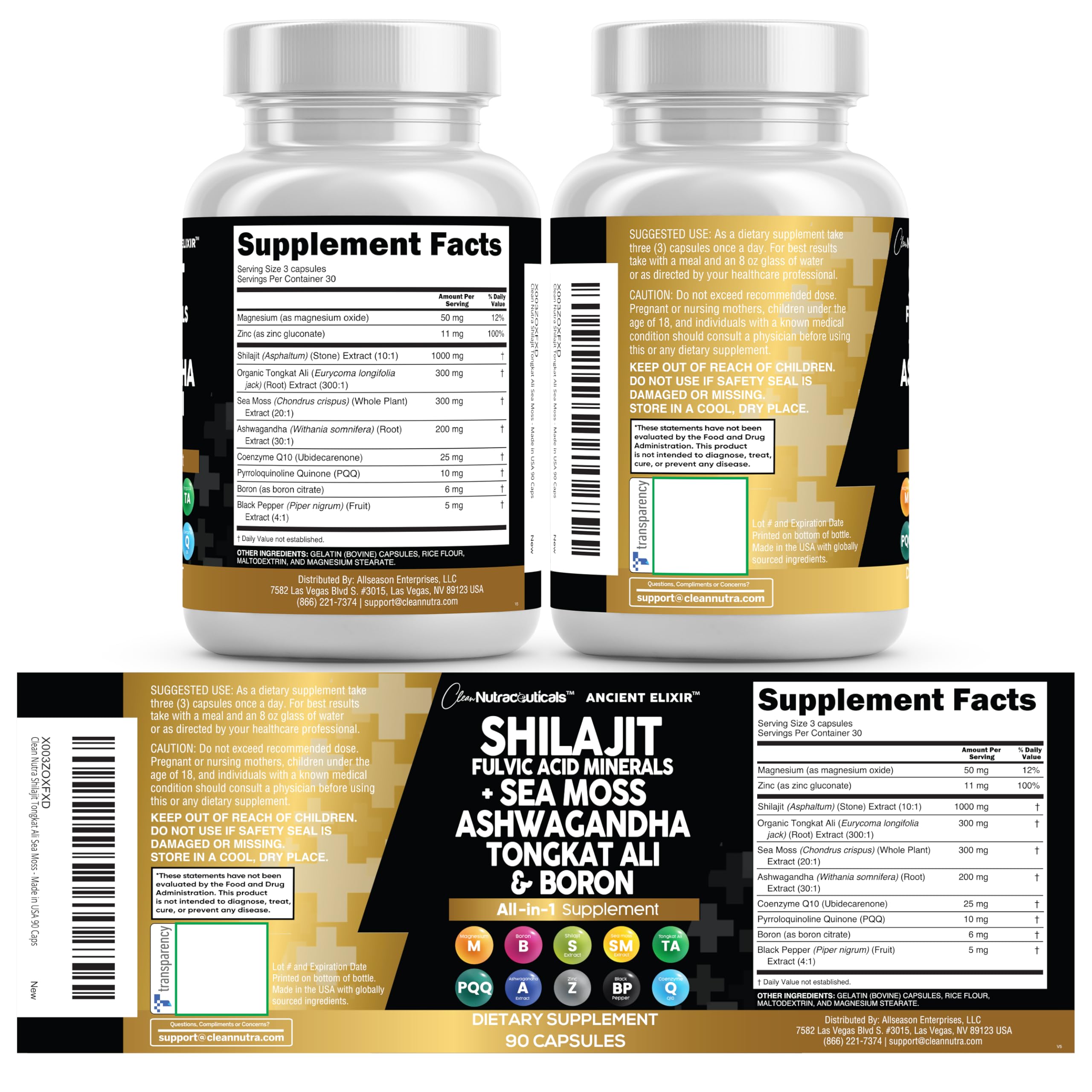 Clean Nutraceuticals Shilajit Capsule with Sea Moss | Energy

