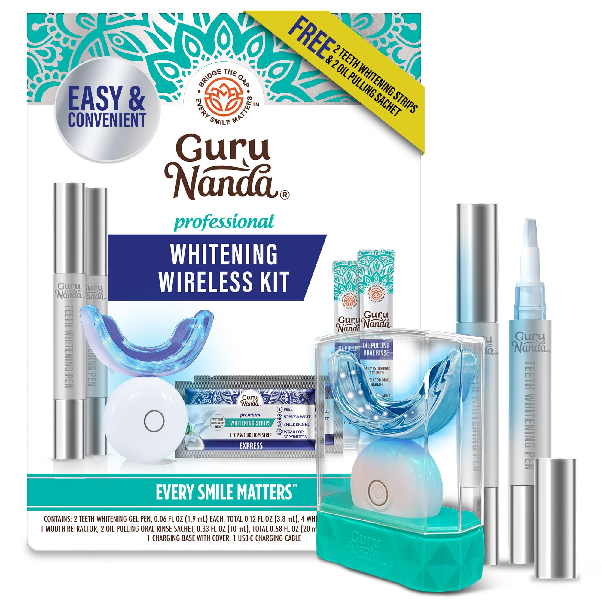 GuruNanda Teeth Whitening Kit with LED Light

