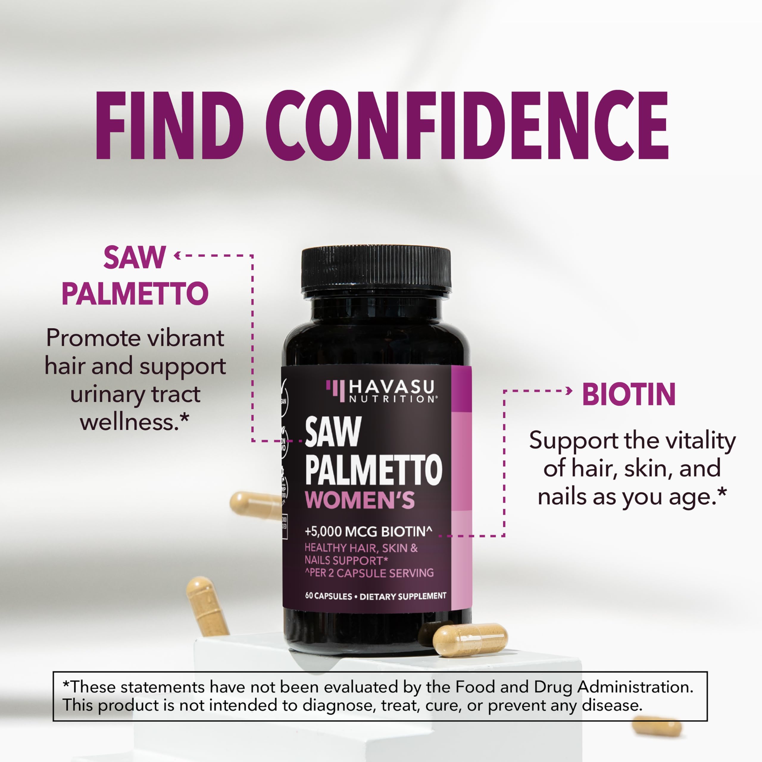 Saw Palmetto with Biotin for Women – Hair Support Supplement

