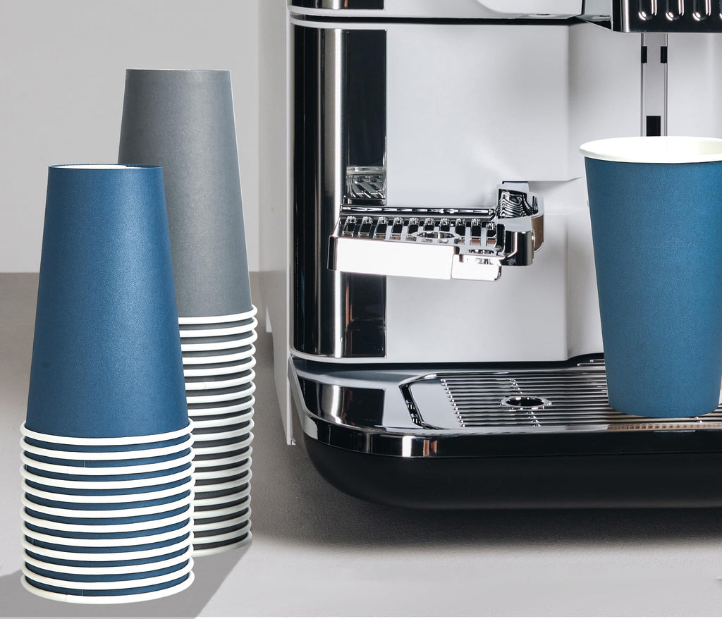 LITOPAK Disposable Cups with Lids – Blue & Gray

