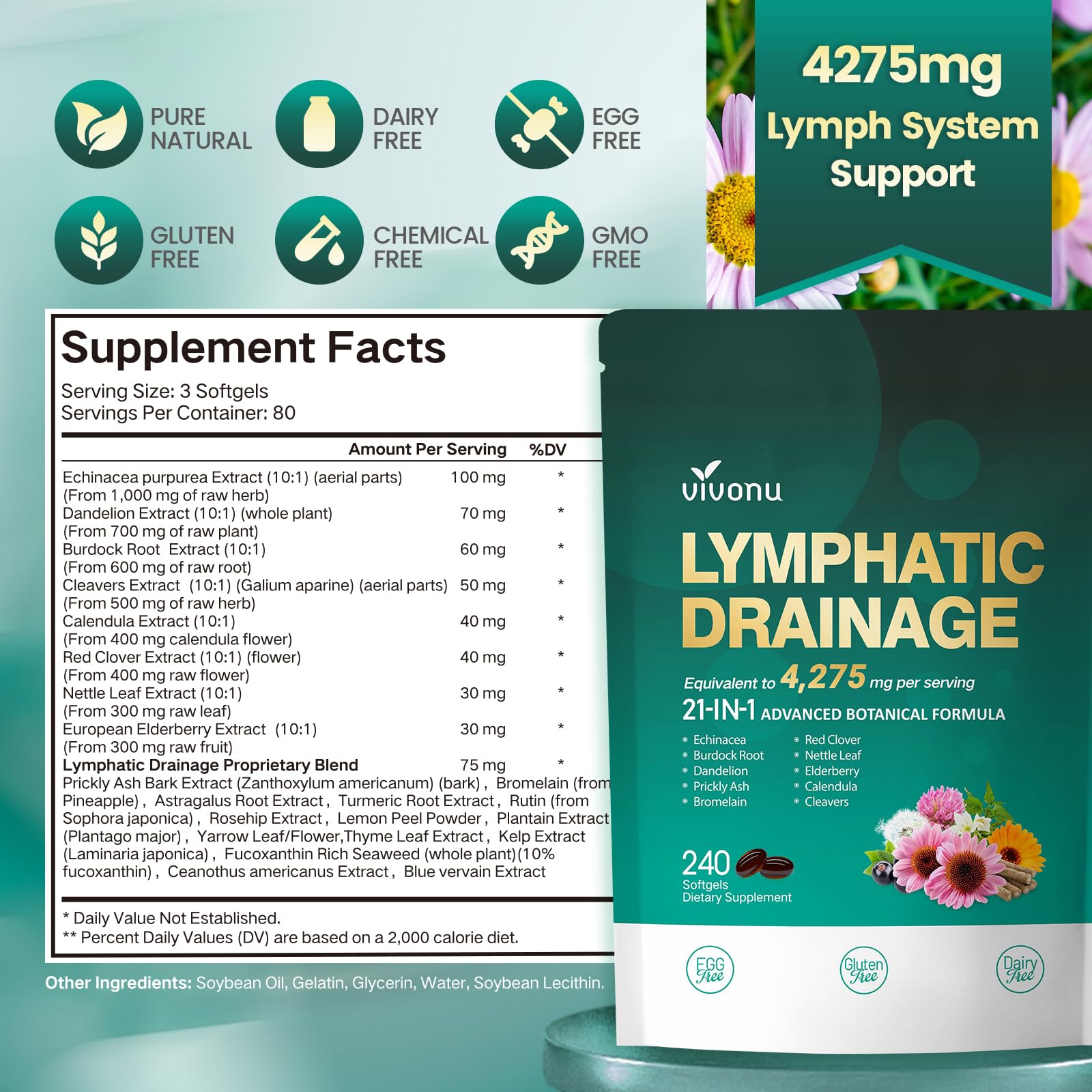 Lymphatic Support Supplement 21-in-1 Herbal Blend

