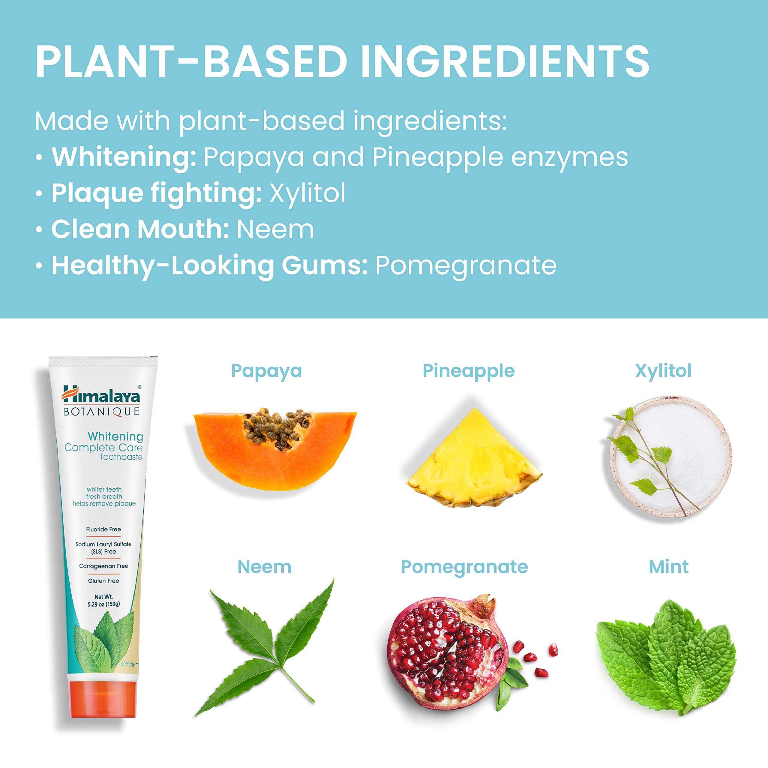 Himalaya Botanique Whitening Toothpaste - Fluoride Free, Cruelty-Free

