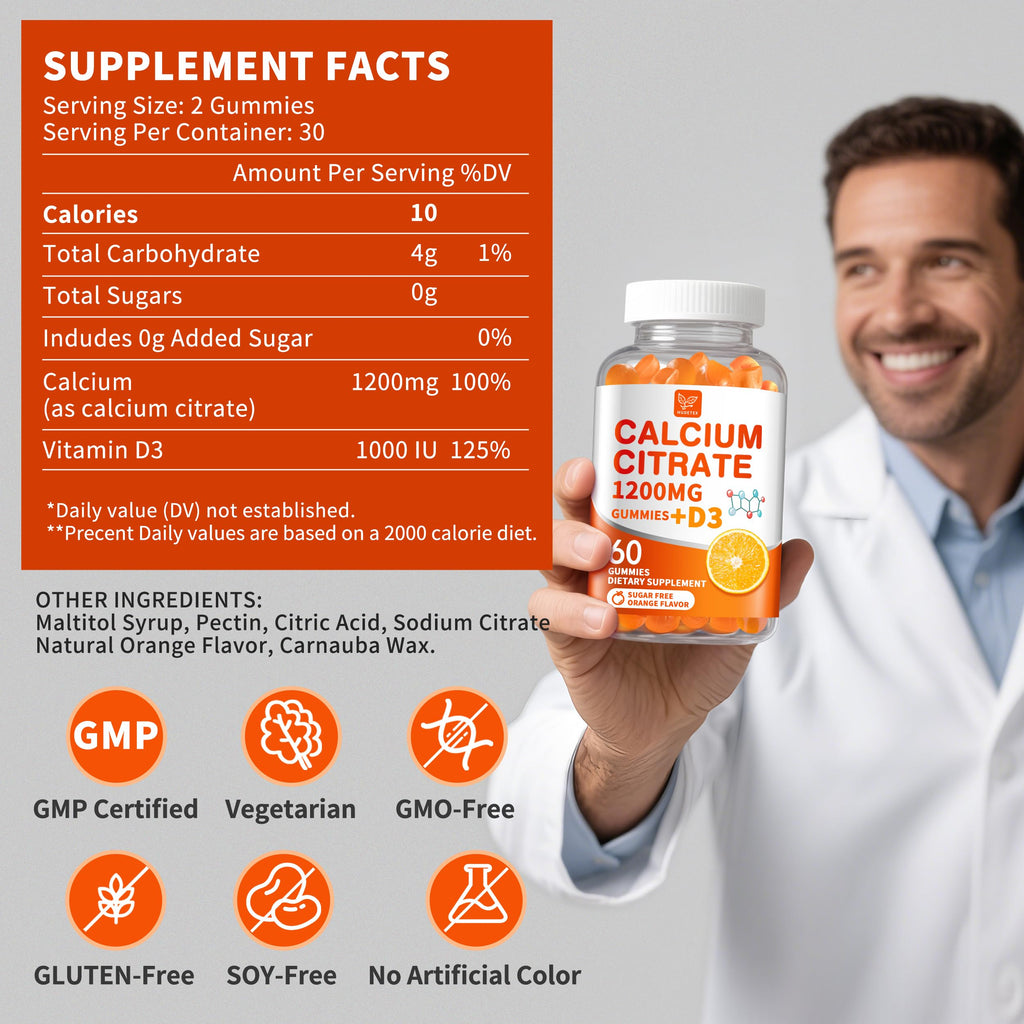 Calcium Citrate Gummies with Vitamin D3 for Bone Support


