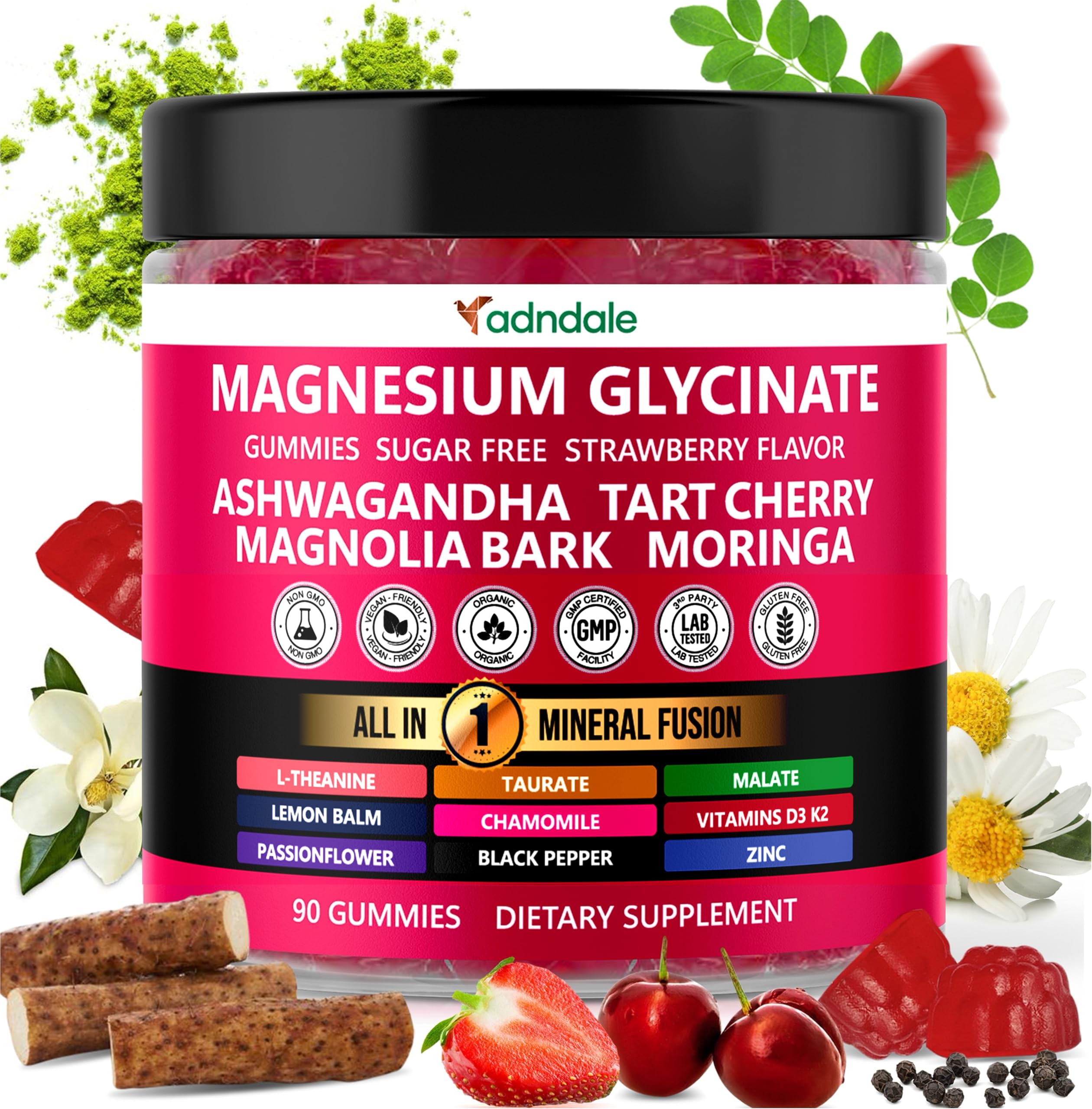 Adndale Magnesium Glycinate Gummies 400 mg, Wellness Blend