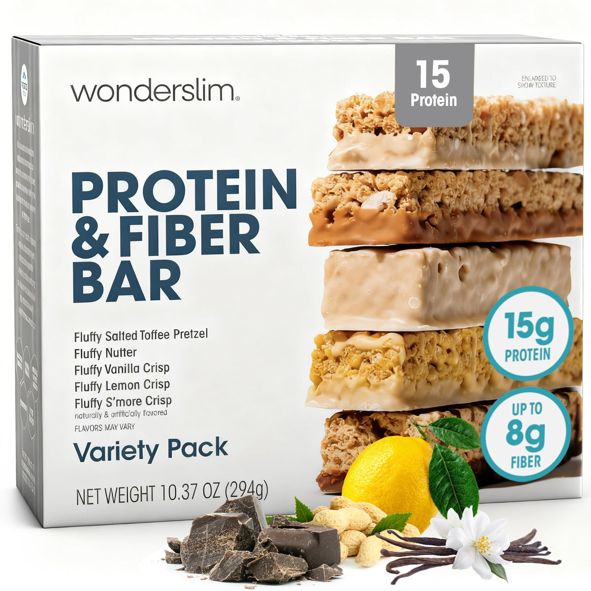 Wonderslim High Fiber Protein Bars – 15g Protein, Gluten Free