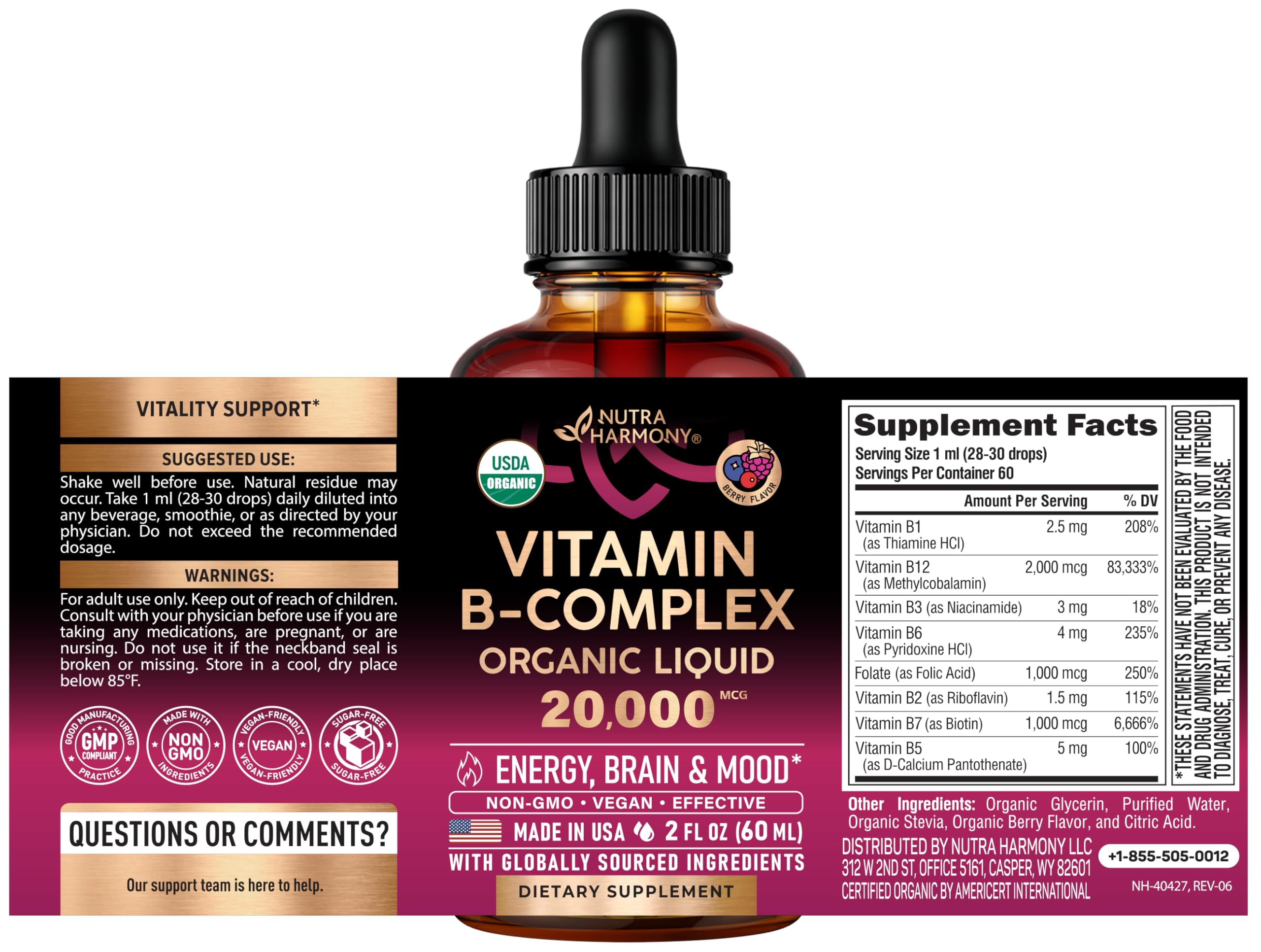Vitamin B-Complex Liquid Drops | USDA Organic

