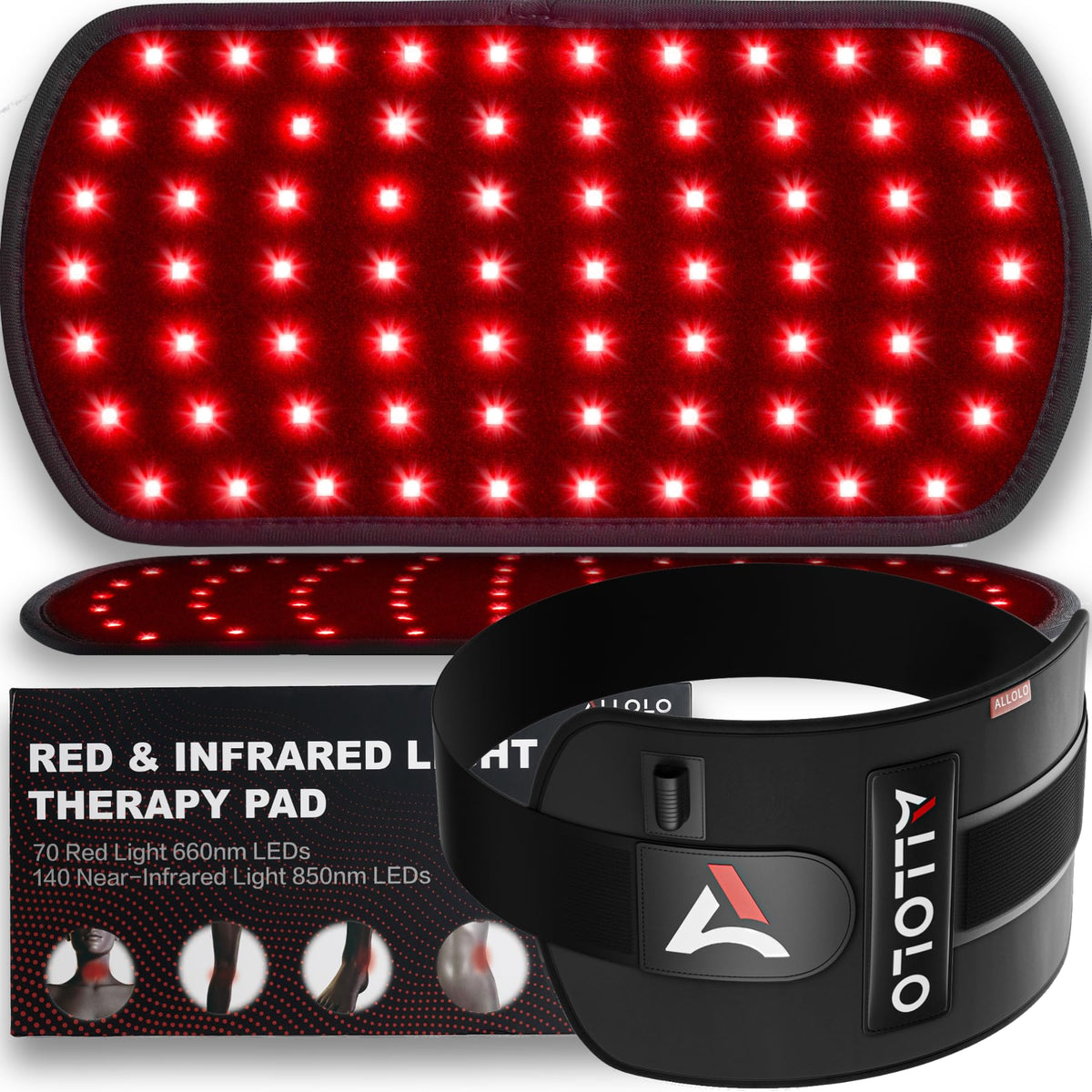 ALLOLO Red Light Therapy Belt with Timer - 3-in-1 LEDs for Body
