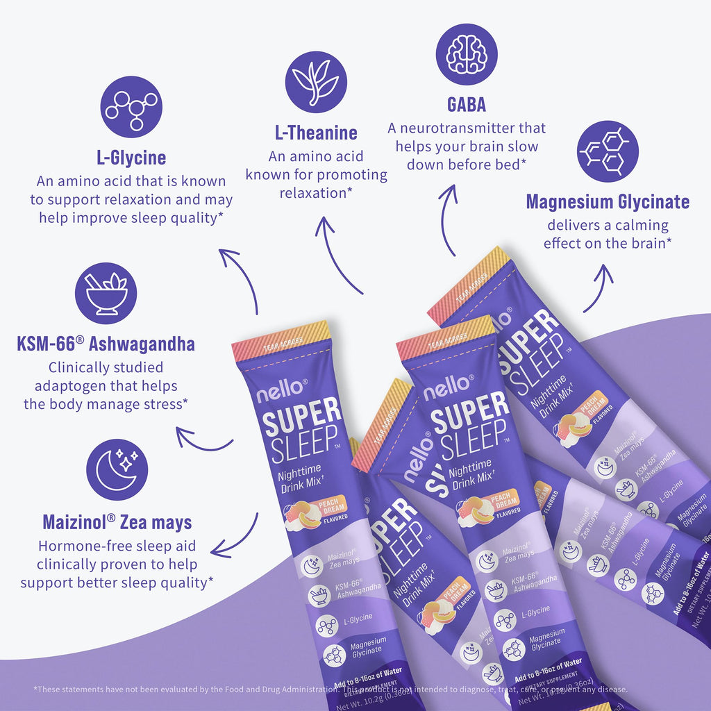 Nello Supersleep Sleep Support Drink Mix | Peach Dream

