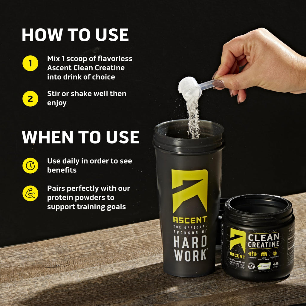 Ascent Clean Creatine Monohydrate Powder Creapure Certified

