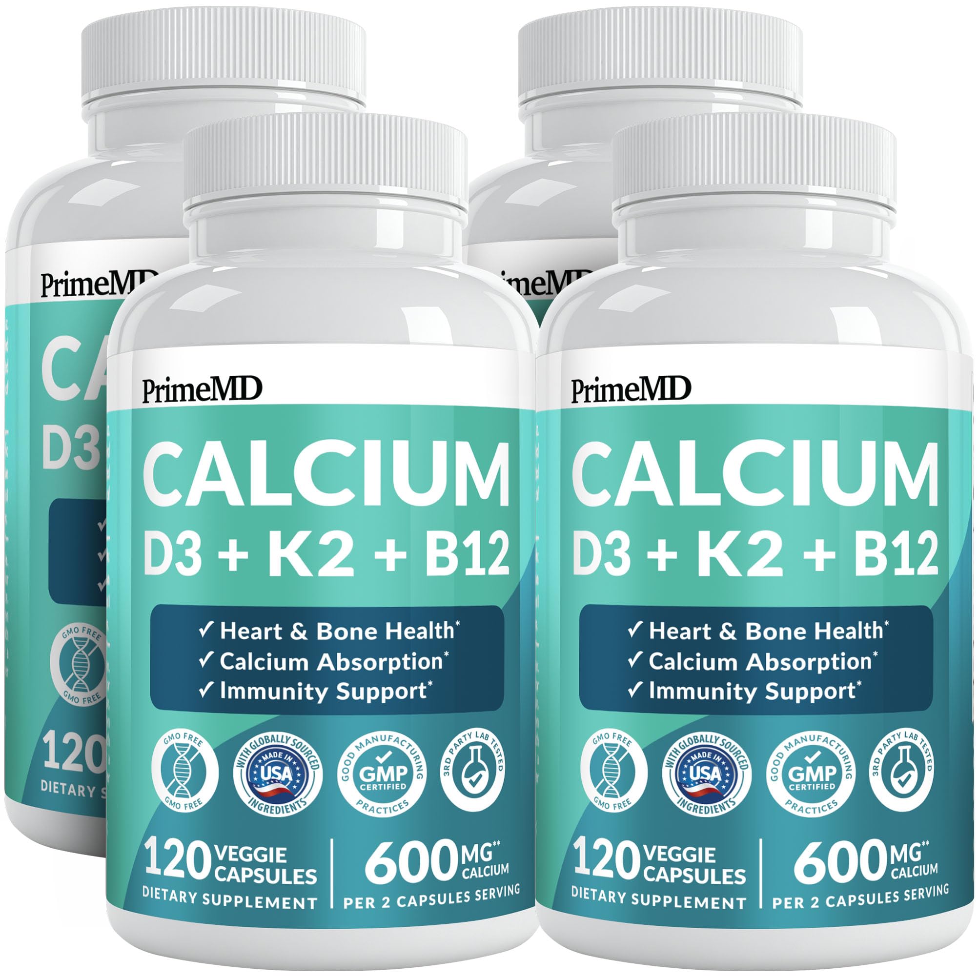 Calcium Citrate with D3 & K2 for Adults - Vegan Calcium Supplement