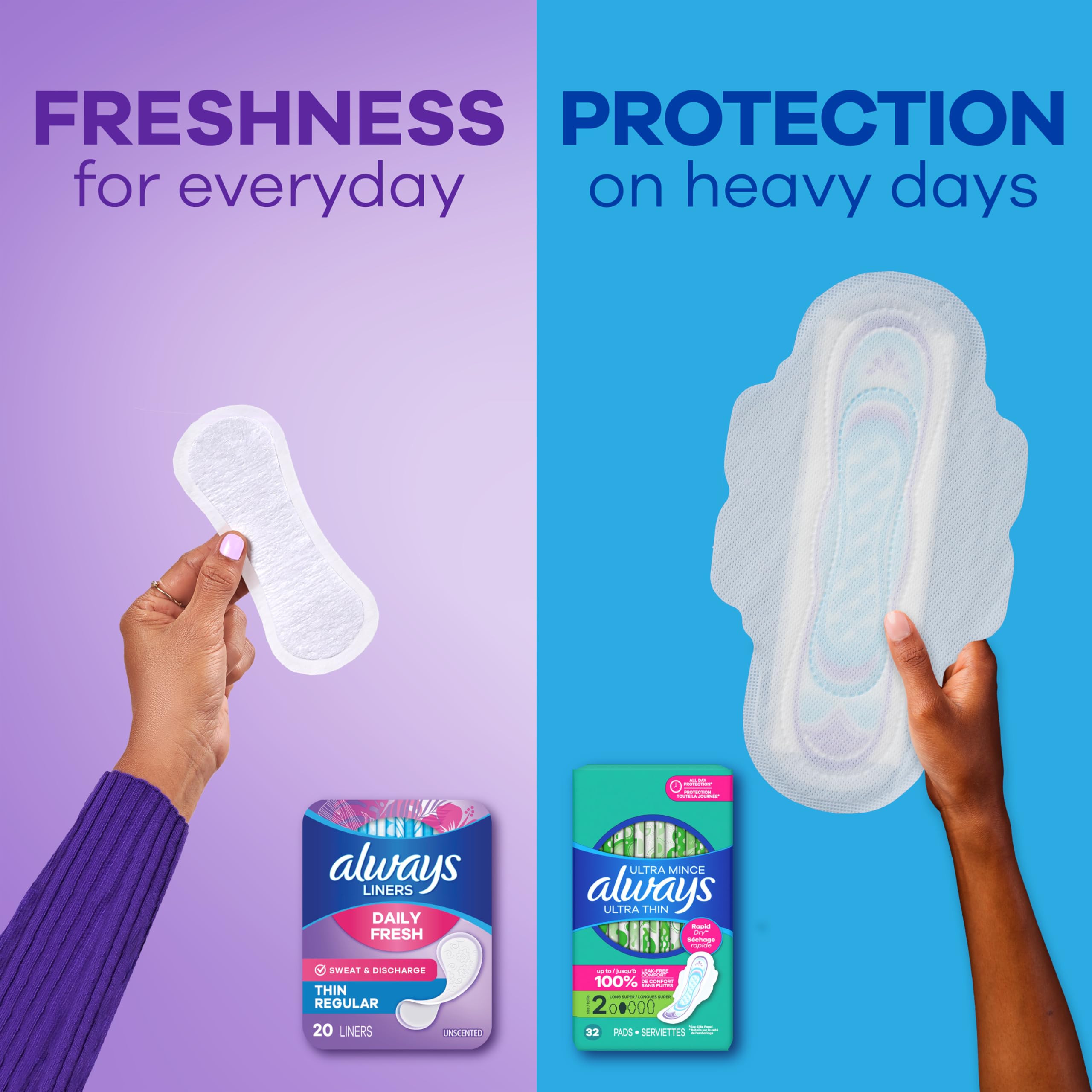 Always Daily Fresh Thin Panty Liners Edge-to-Edge Adhesive

