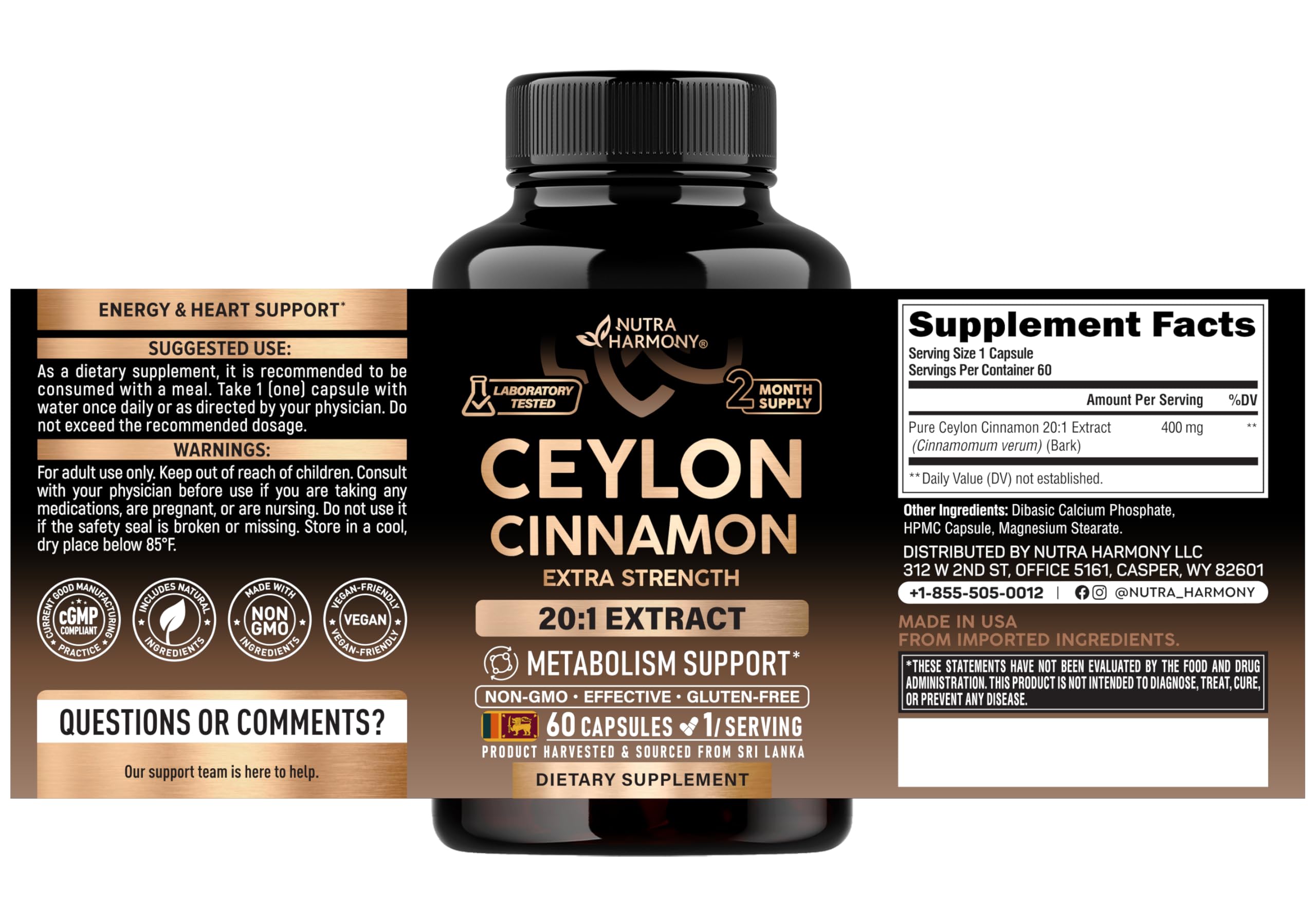 Ceylon Cinnamon Capsules Extra Strength for Metabolism

