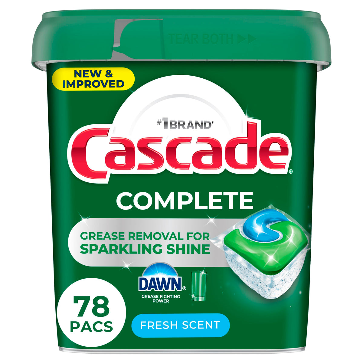 Cascade Complete Dishwasher Pods - Fresh Scent, Phosphate-Free, Premeasured ActionPacs