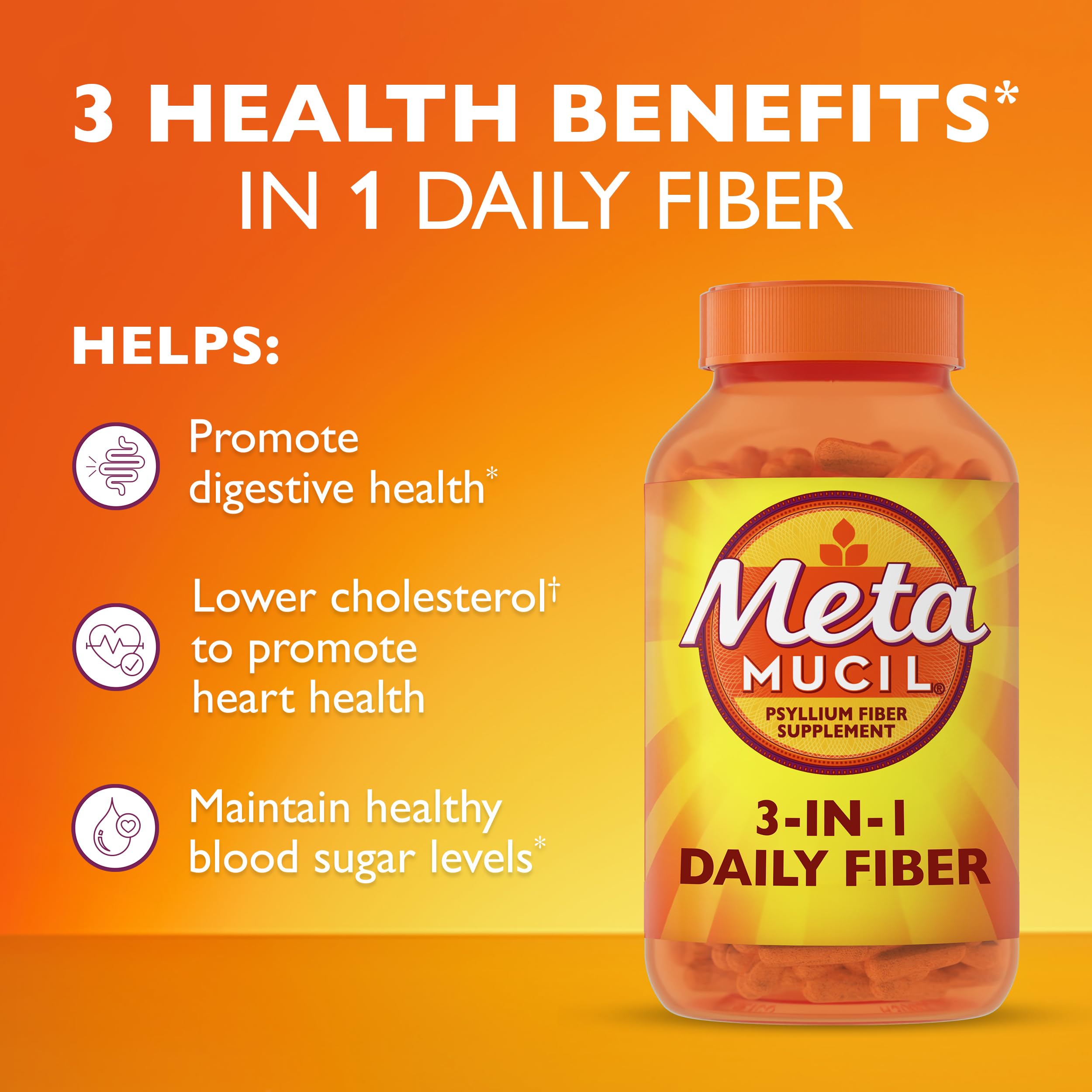 Metamucil Psyllium Husk Capsules 3-in-1 Fiber

