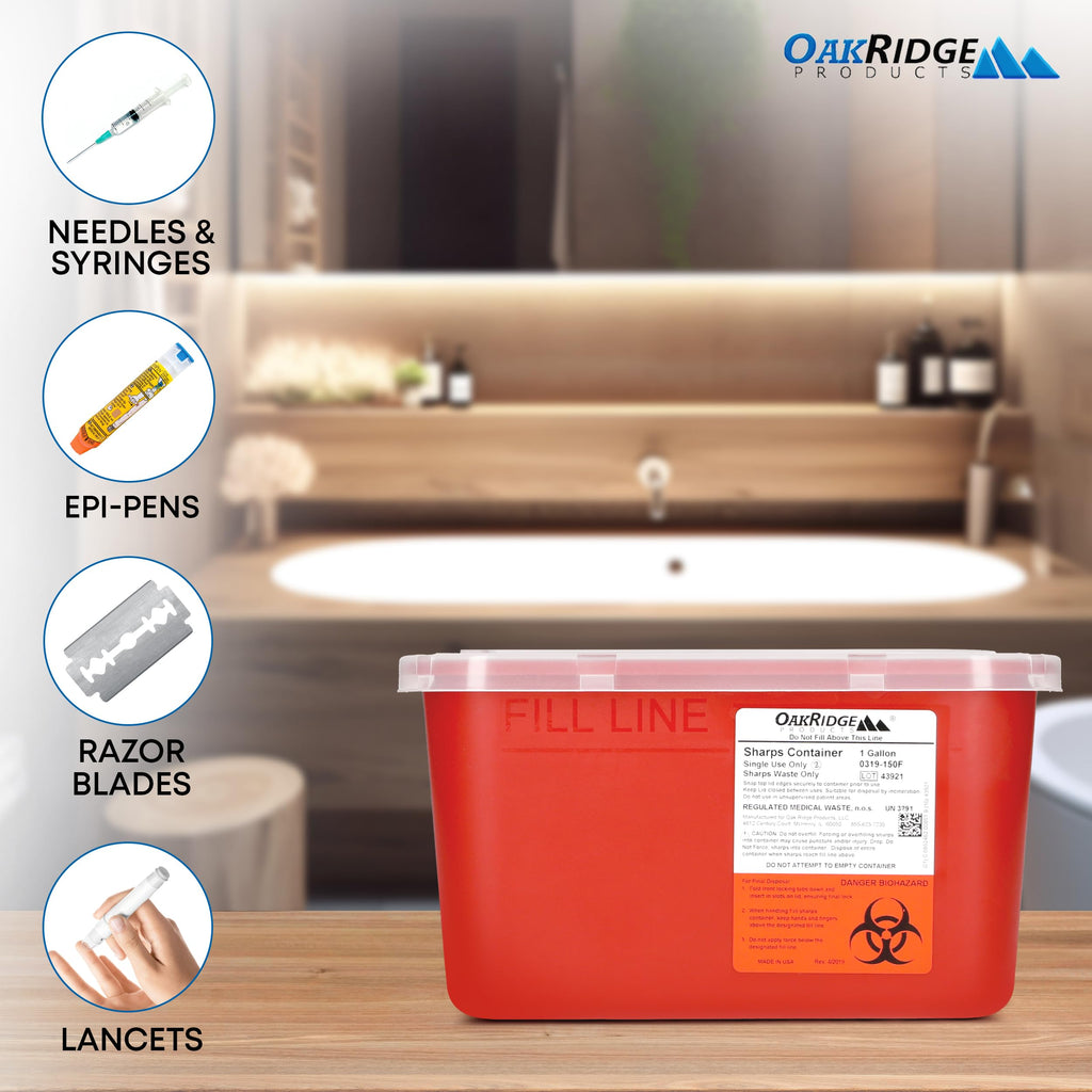 OakRidge Sharps Container with Pop-Up Lid CDC Approved


