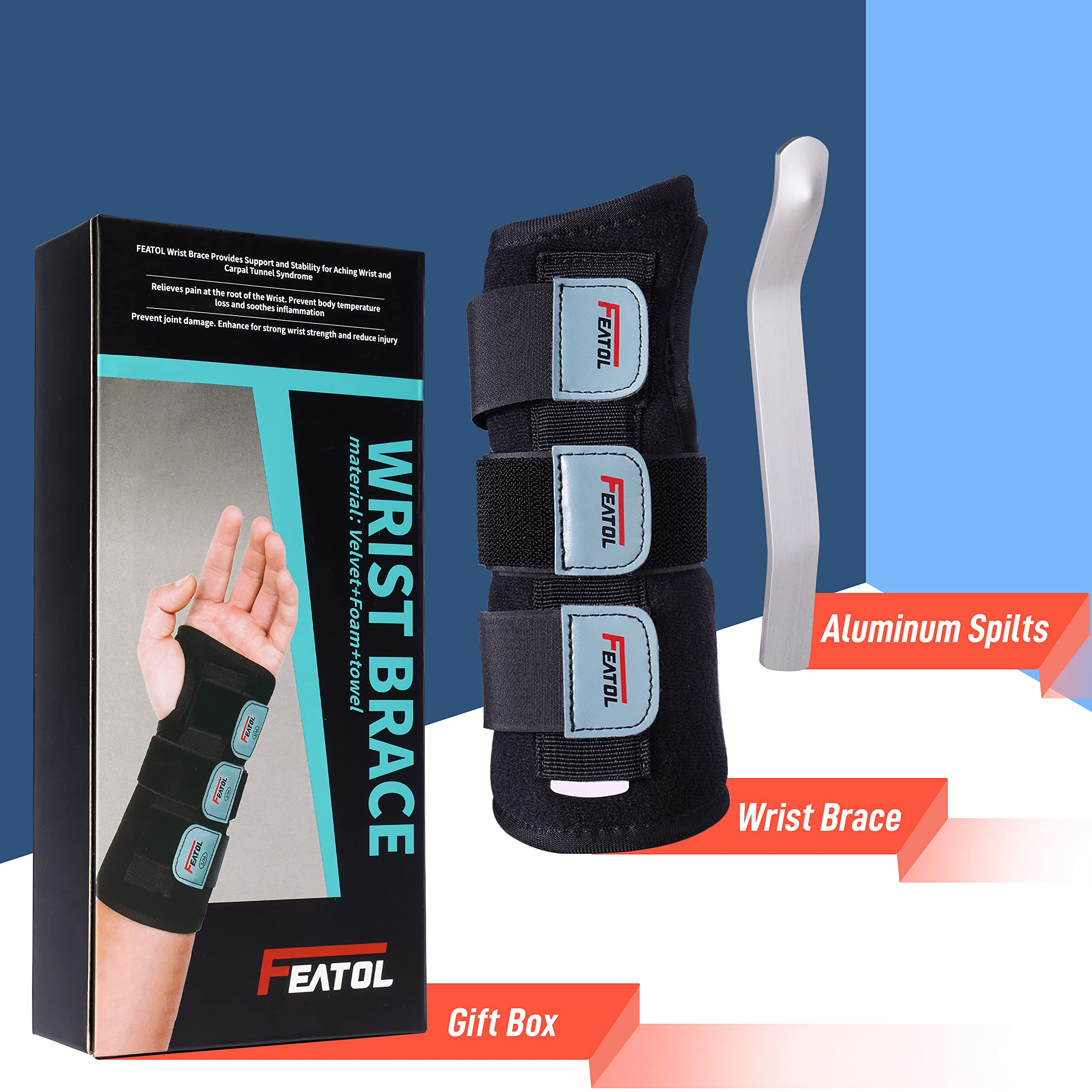 FEATOL Wrist Brace with Splints for Carpal Tunnel

