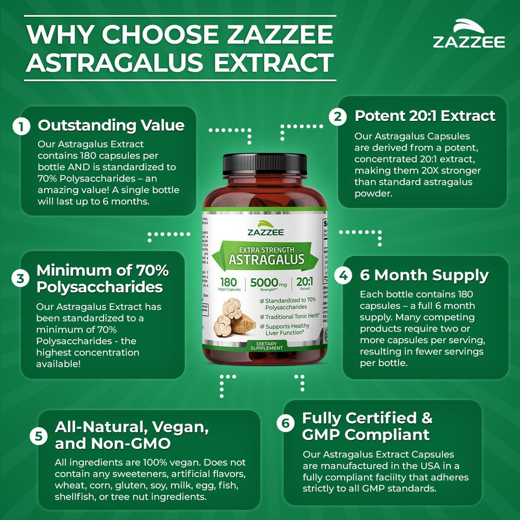 Zazzee Astragalus Root Extract Immune Support


