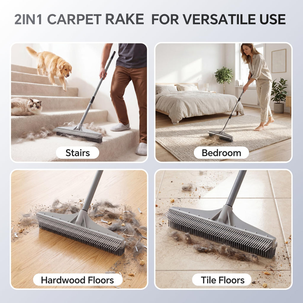 Walensee 2-in-1 Carpet Rake for Pet Hair Nylon & Rubber

