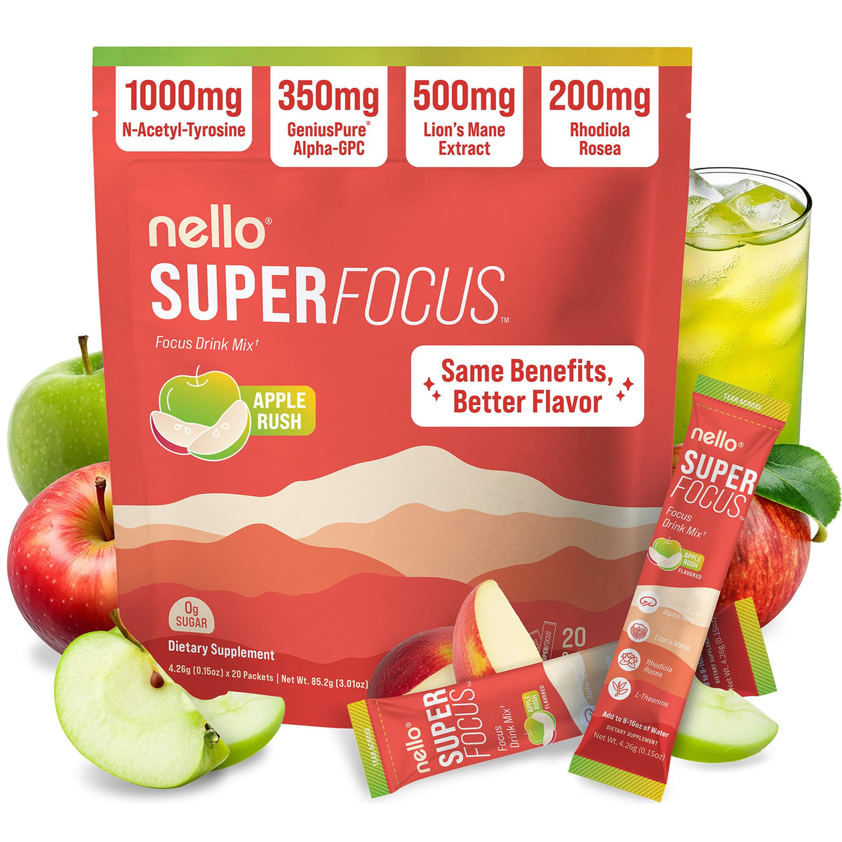 Nello Superfocus Nootropic Drink Mix for Focus and Clarity