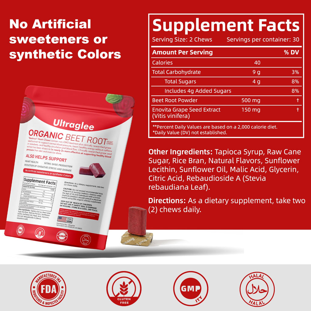 Beetsroot Heart Chews – Nitric Oxide & Heart Health

