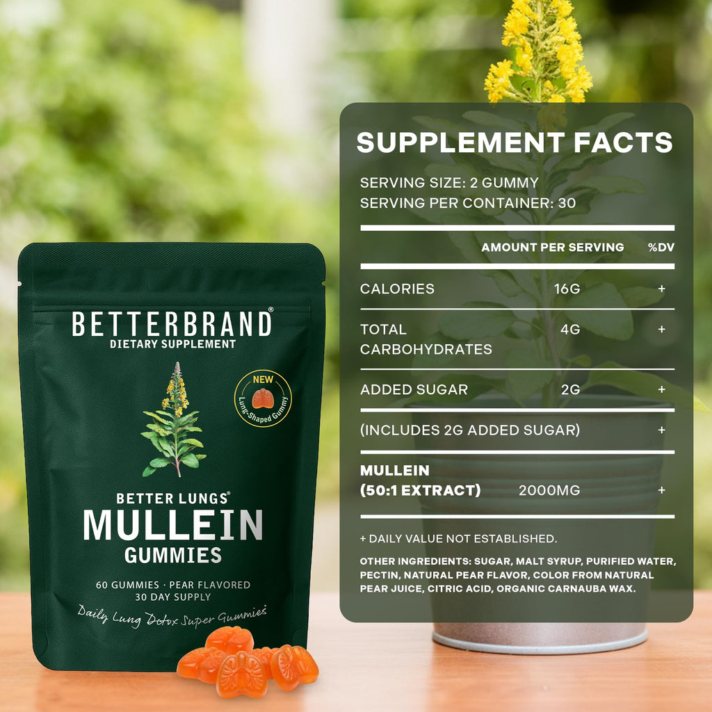 Betterbrand Mullein Gummies for Lung Health | Pear Flavor

