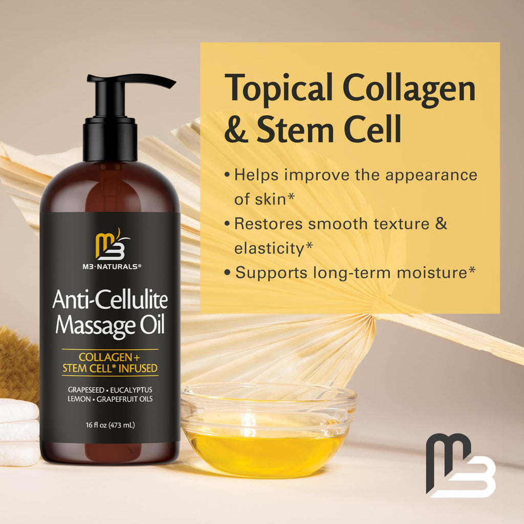 M3 Naturals Anti Cellulite Massage Oil Collagen & Stem Cells

