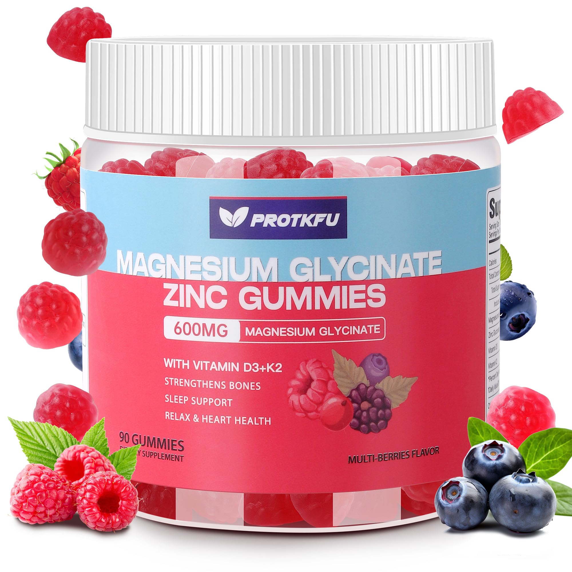 Magnesium Glycinate Gummies with Zinc & Vitamin D3 - Vegan

