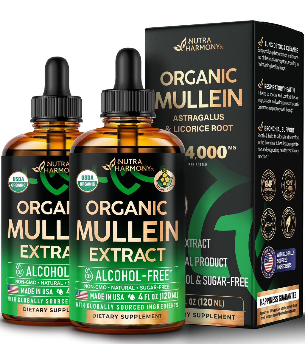 Mullein Drops for Lungs – USDA Organic Mullein Leaf Extract Tincture