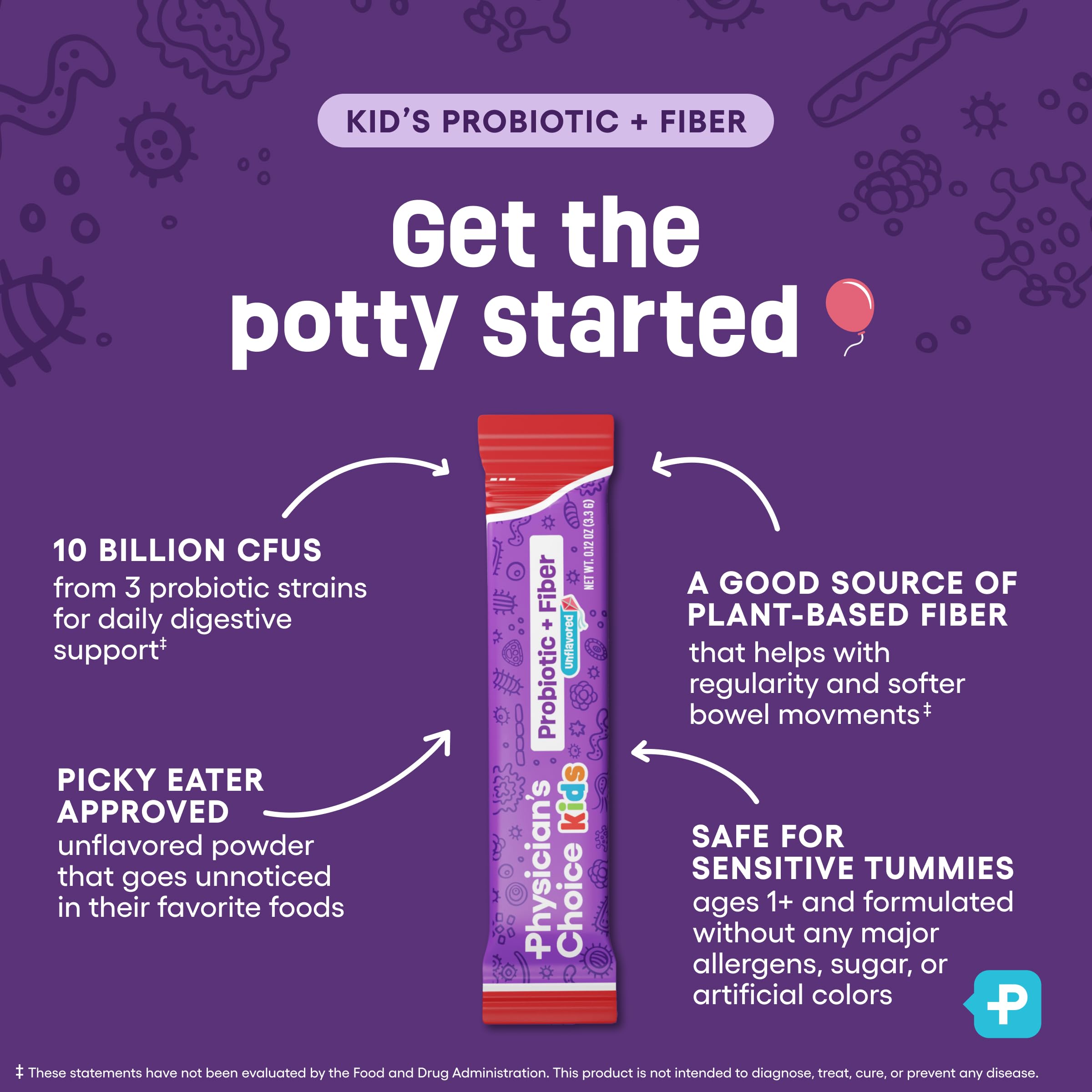 Physician's Choice Kids Probiotic + Prebiotic Fiber Digestive Health

