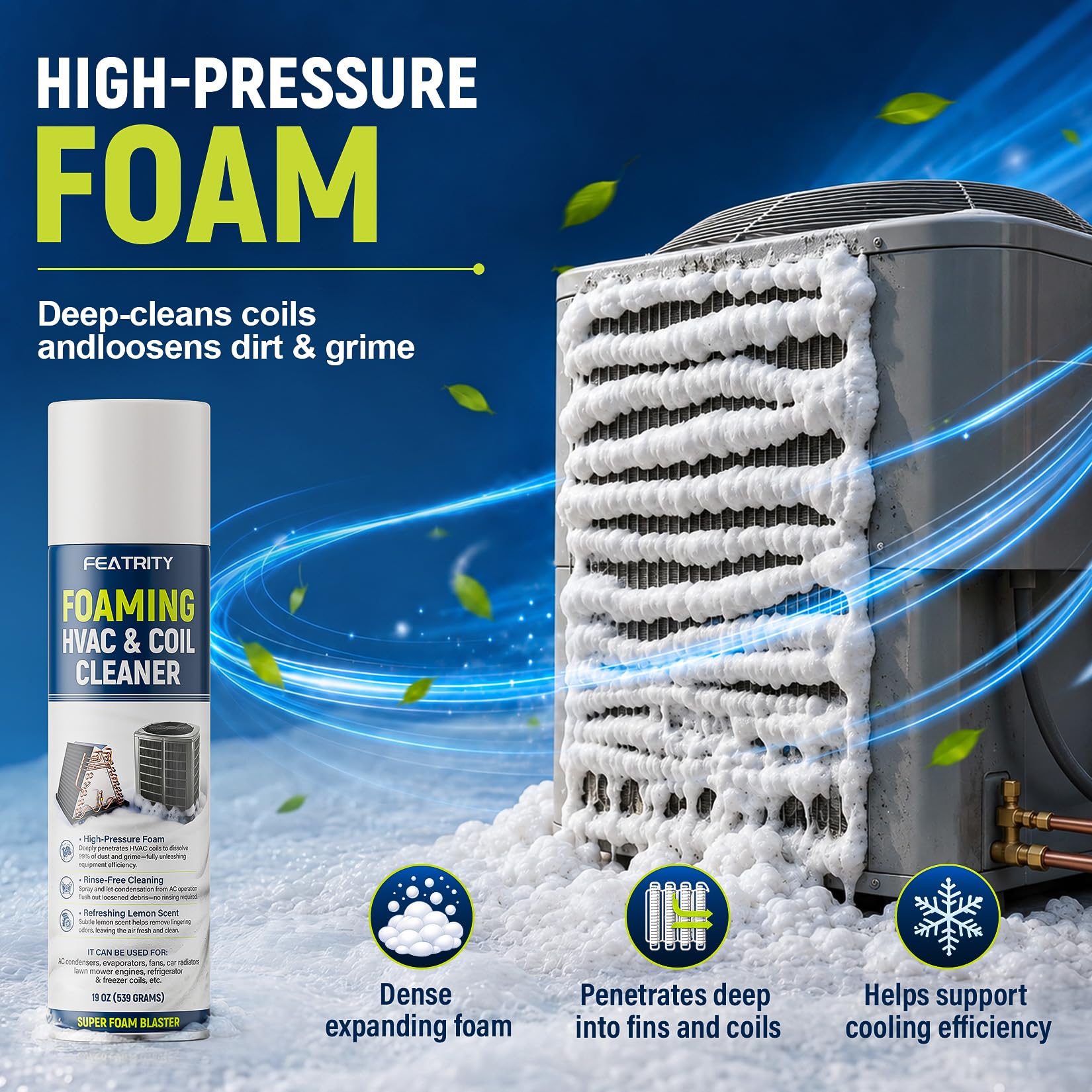 Foaming AC Coil Cleaner for Home HVAC – No-Rinse Foam


