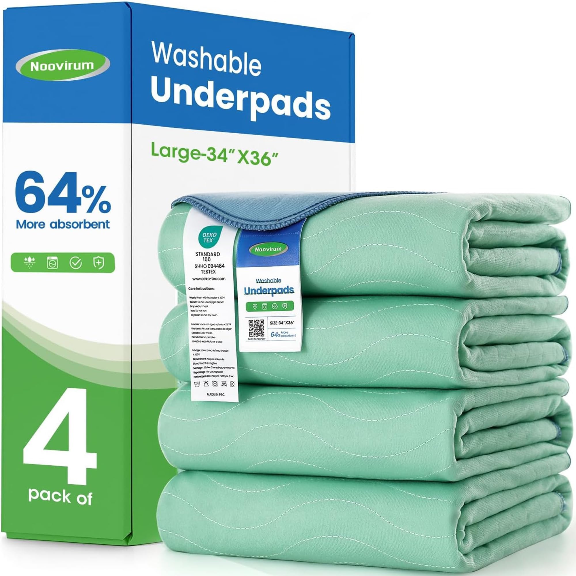 NOOVIRUM Washable Underpads | Heavy Absorbent Bed Pads

