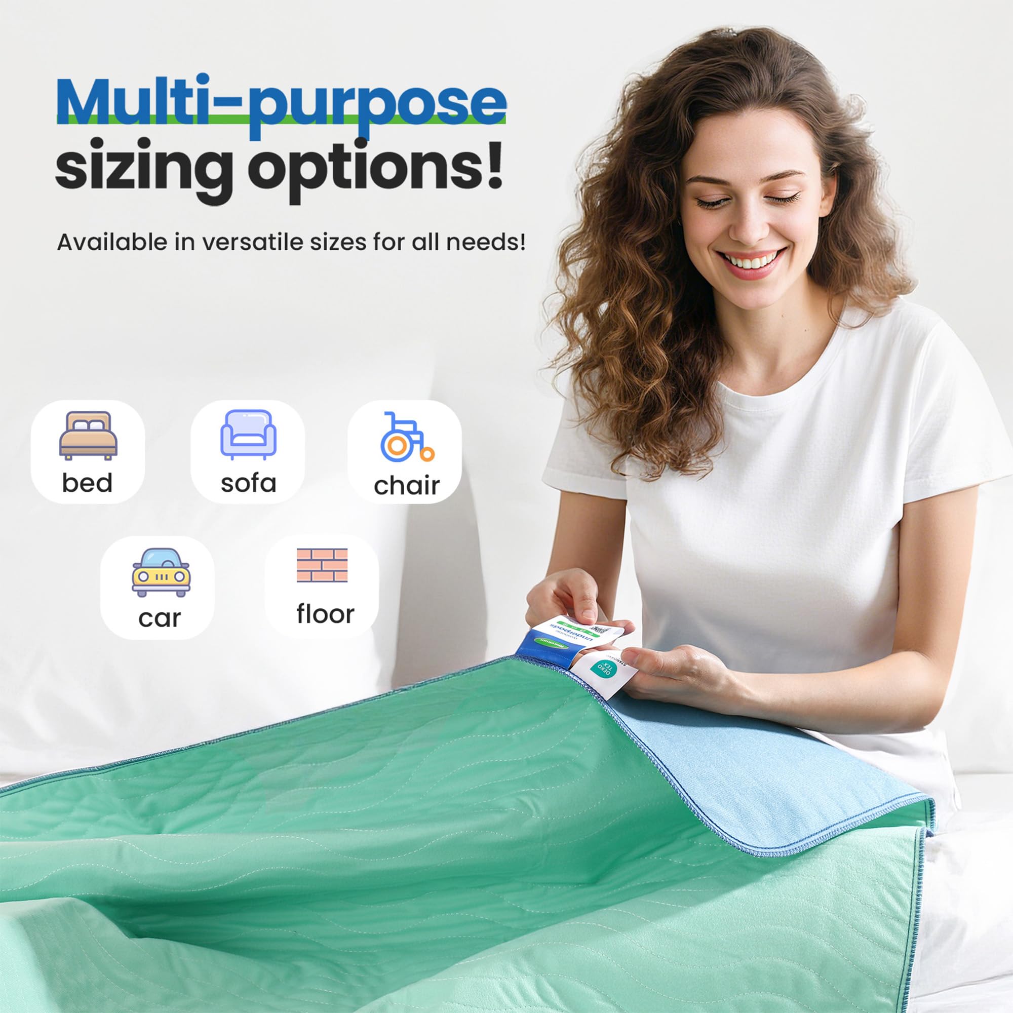 NOOVIRUM Washable Underpads | Heavy Absorbent Bed Pads

