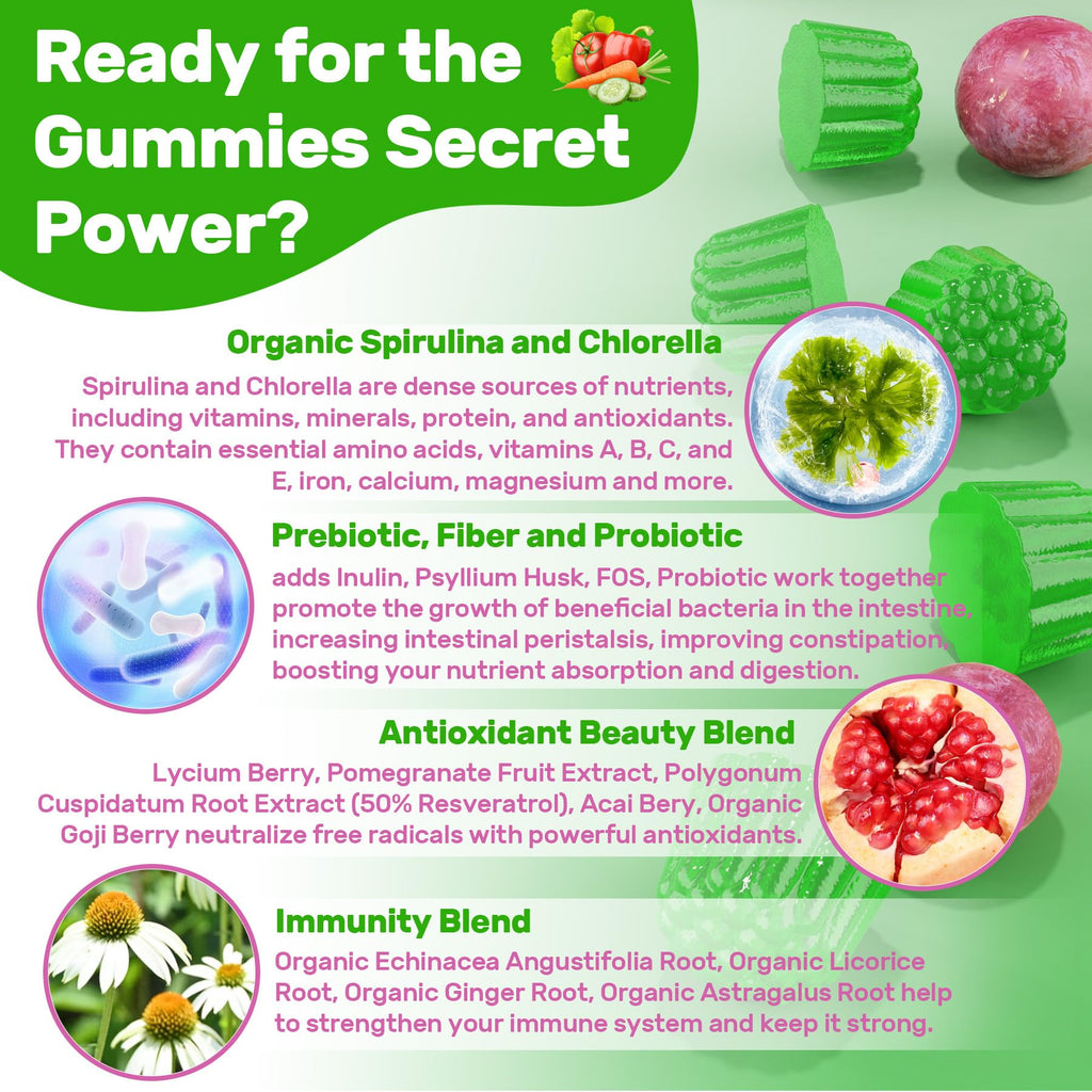 Nextdia Super Greens Multivitamin Gummies Spirulina

