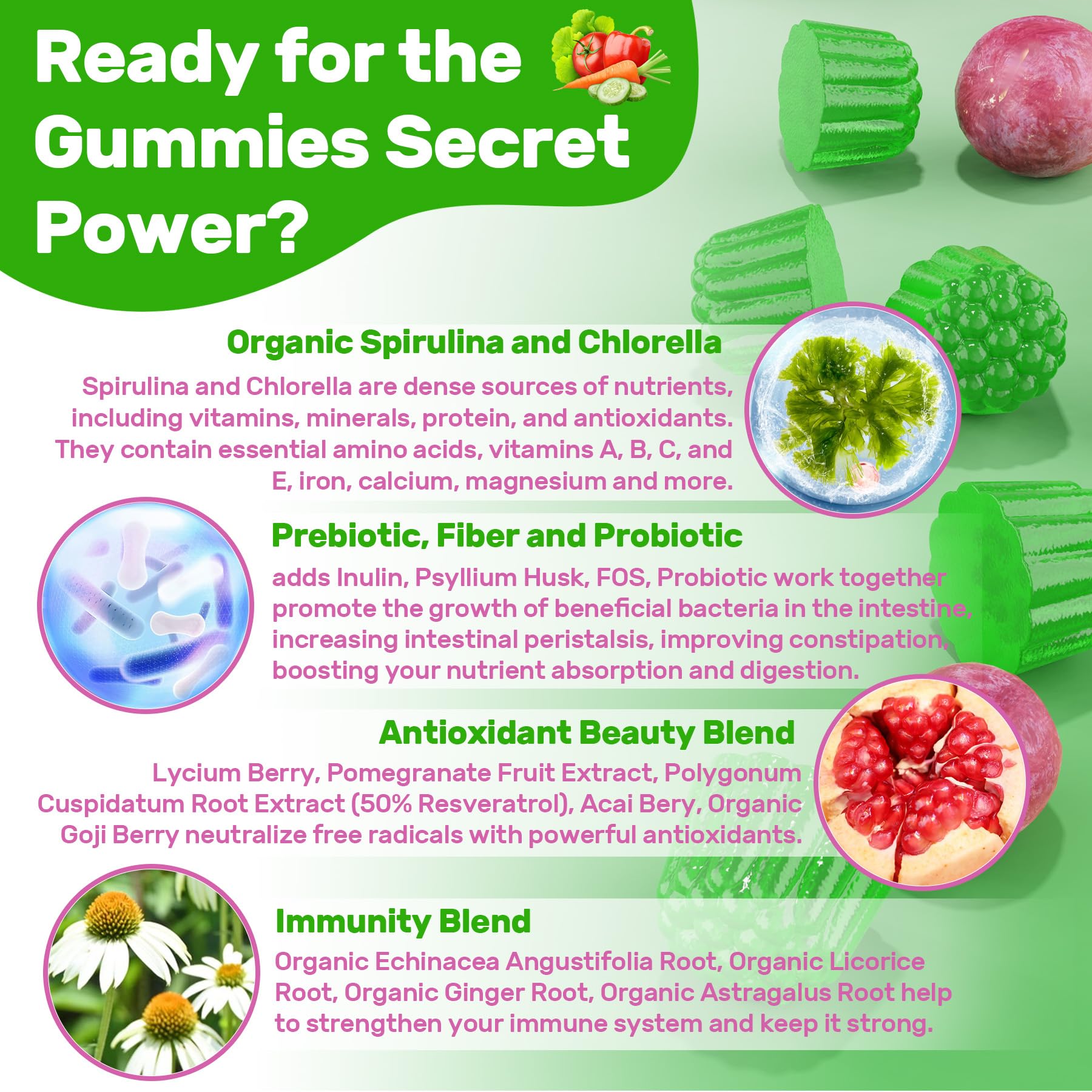 Nextdia Super Greens Multivitamin Gummies Spirulina

