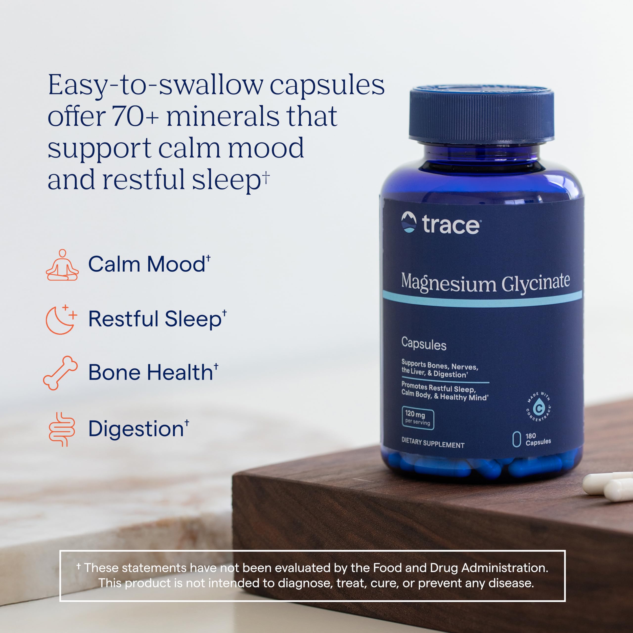 Trace Minerals Magnesium Glycinate Capsules for Sleep & Calm


