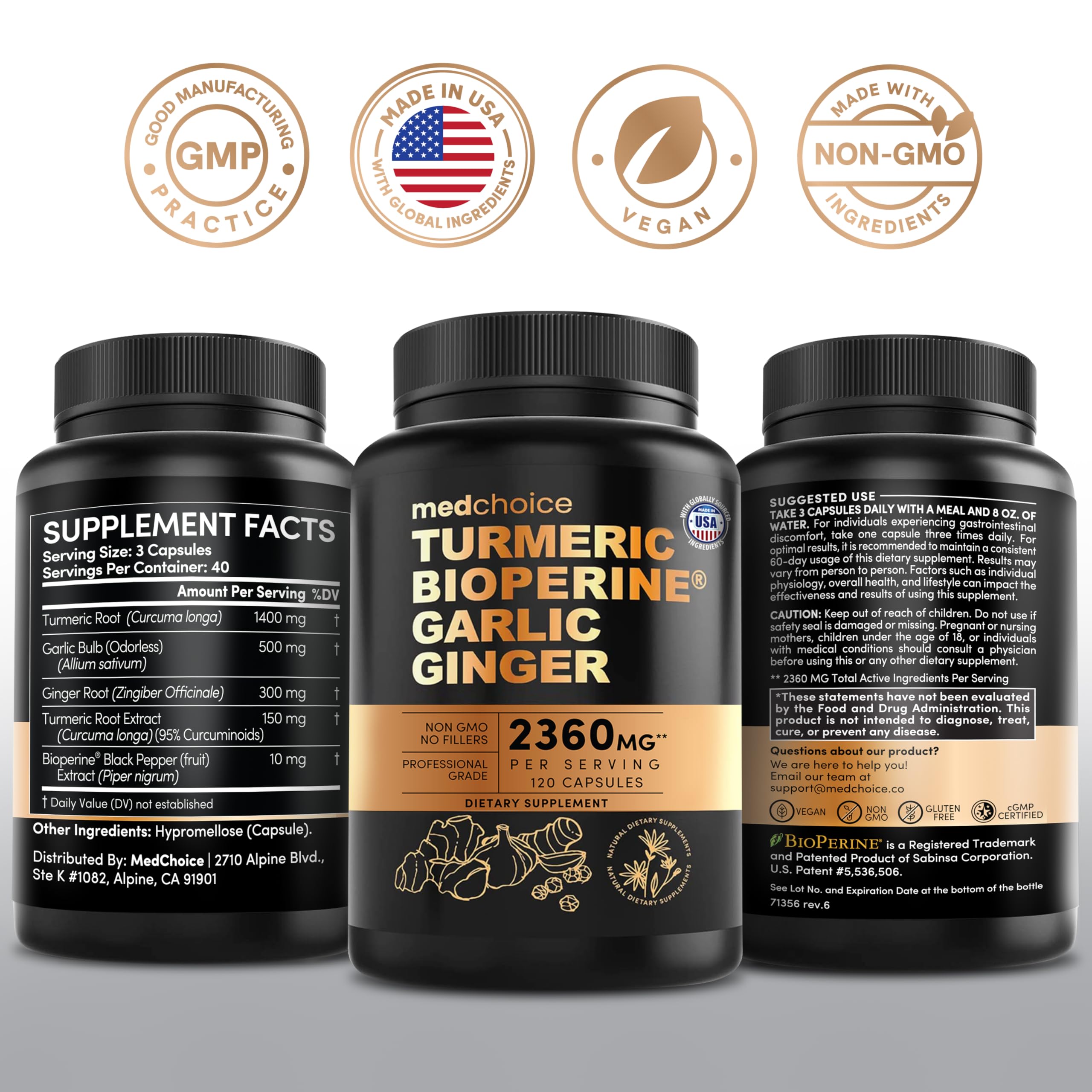 Turmeric Joint Support with Garlic & BioPerine 2360 mg

